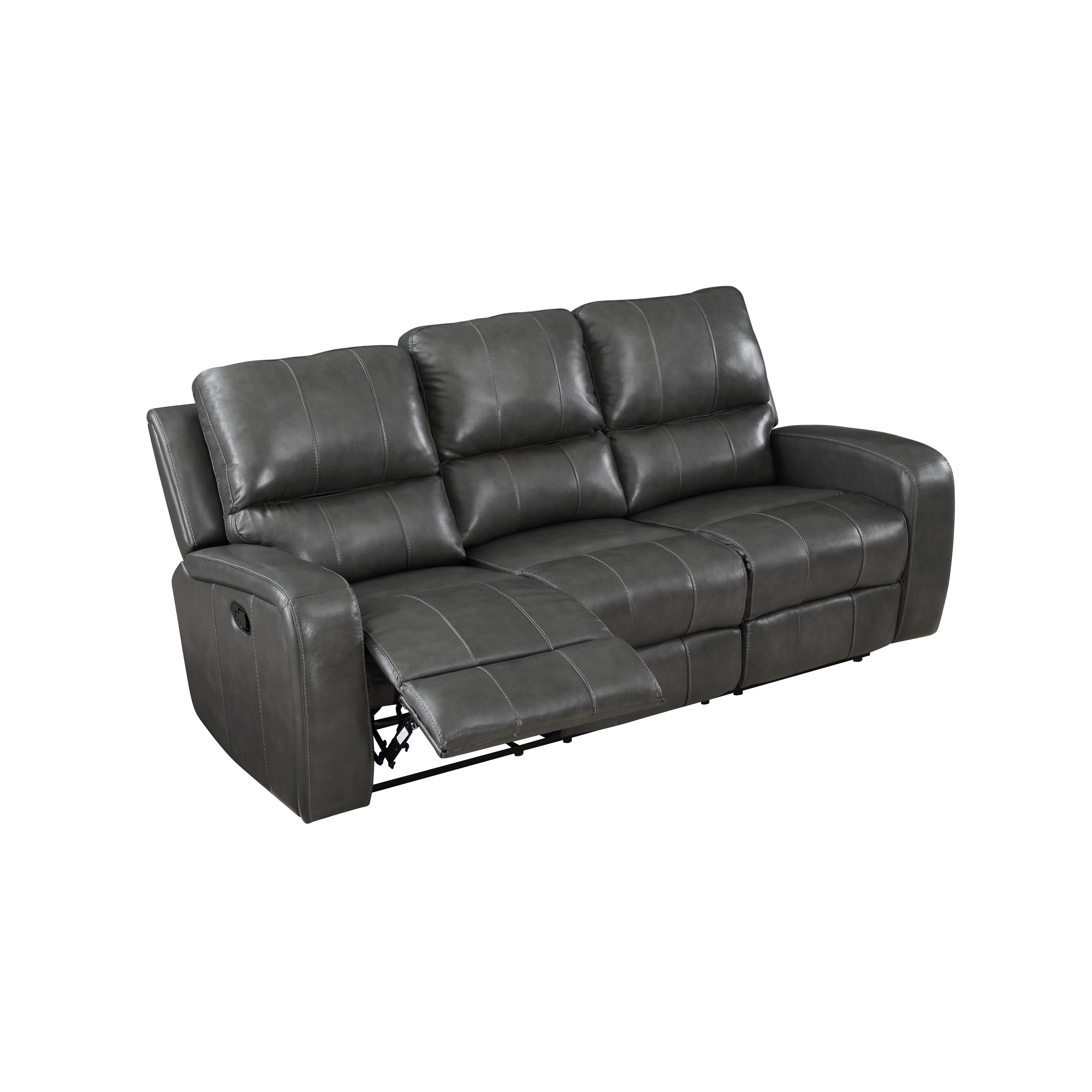 LINTON LEATHER SOFA W/ PWR FR-GRAY - Image 4