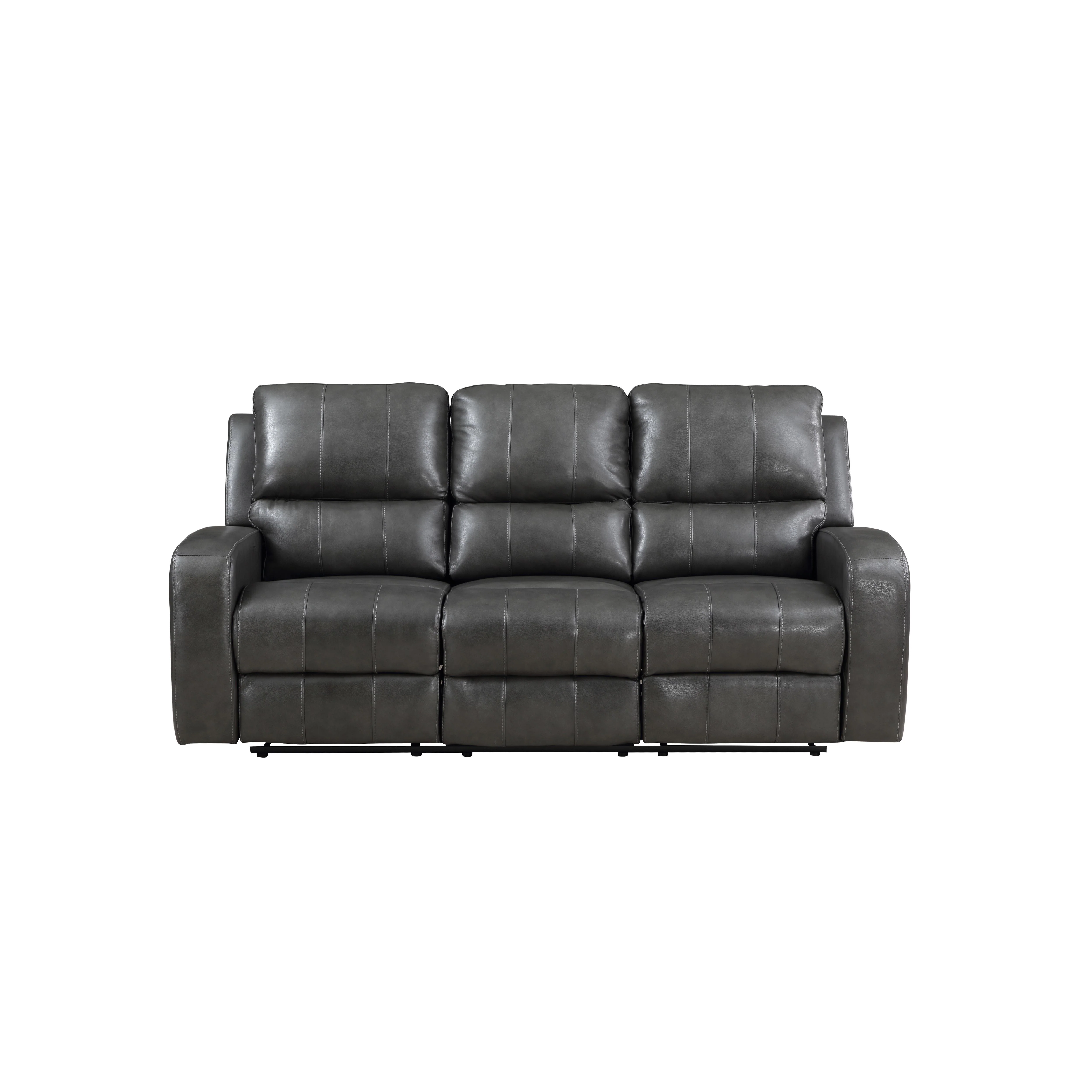 LINTON LEATHER SOFA W/DUAL RECLINER-GRAY - Image 2