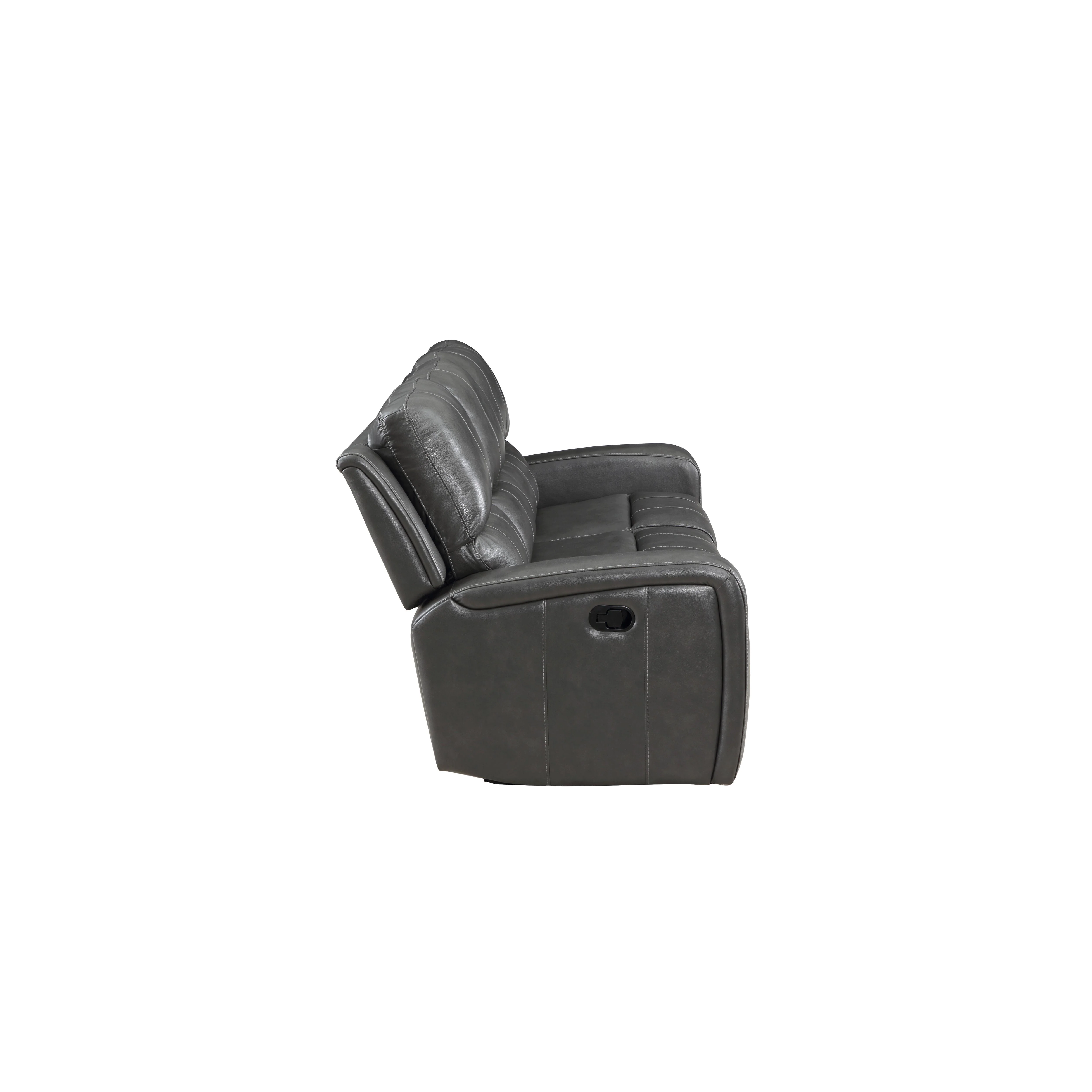 LINTON LEATHER SOFA W/DUAL RECLINER-GRAY - Image 3