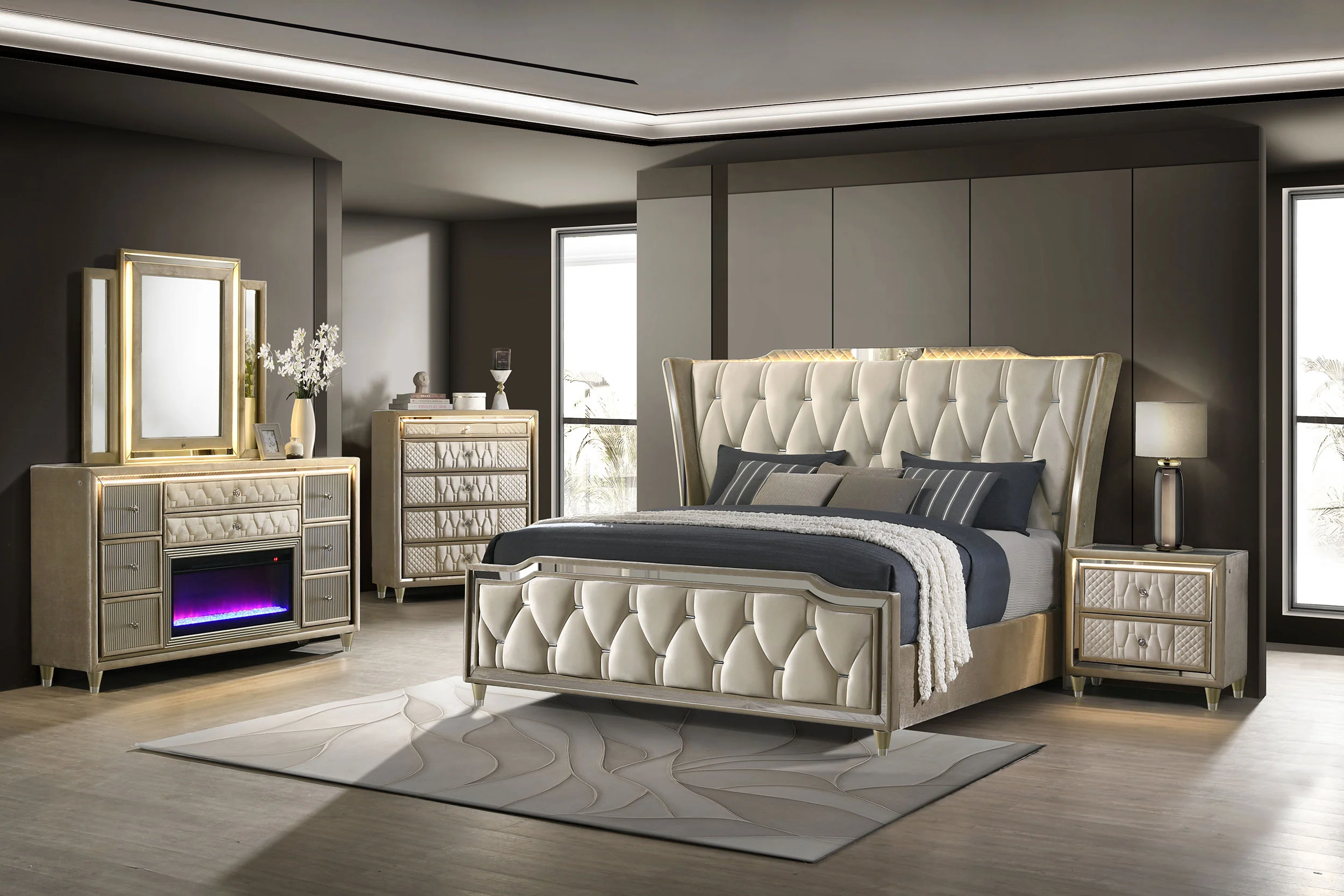 Lorient Wingback Bed with LED Lighting - Image 13