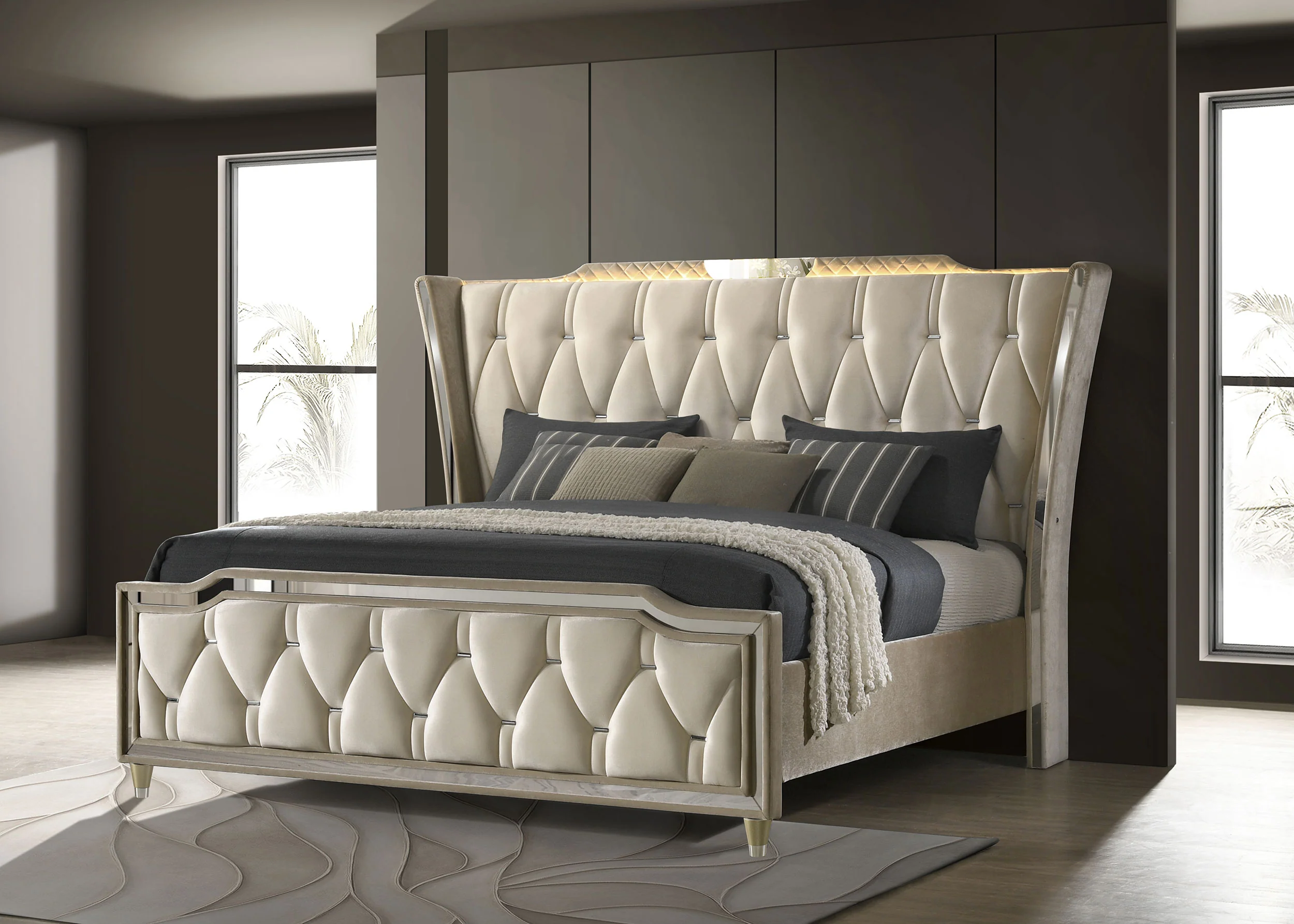Lorient Wingback Bed with LED Lighting - Image 2