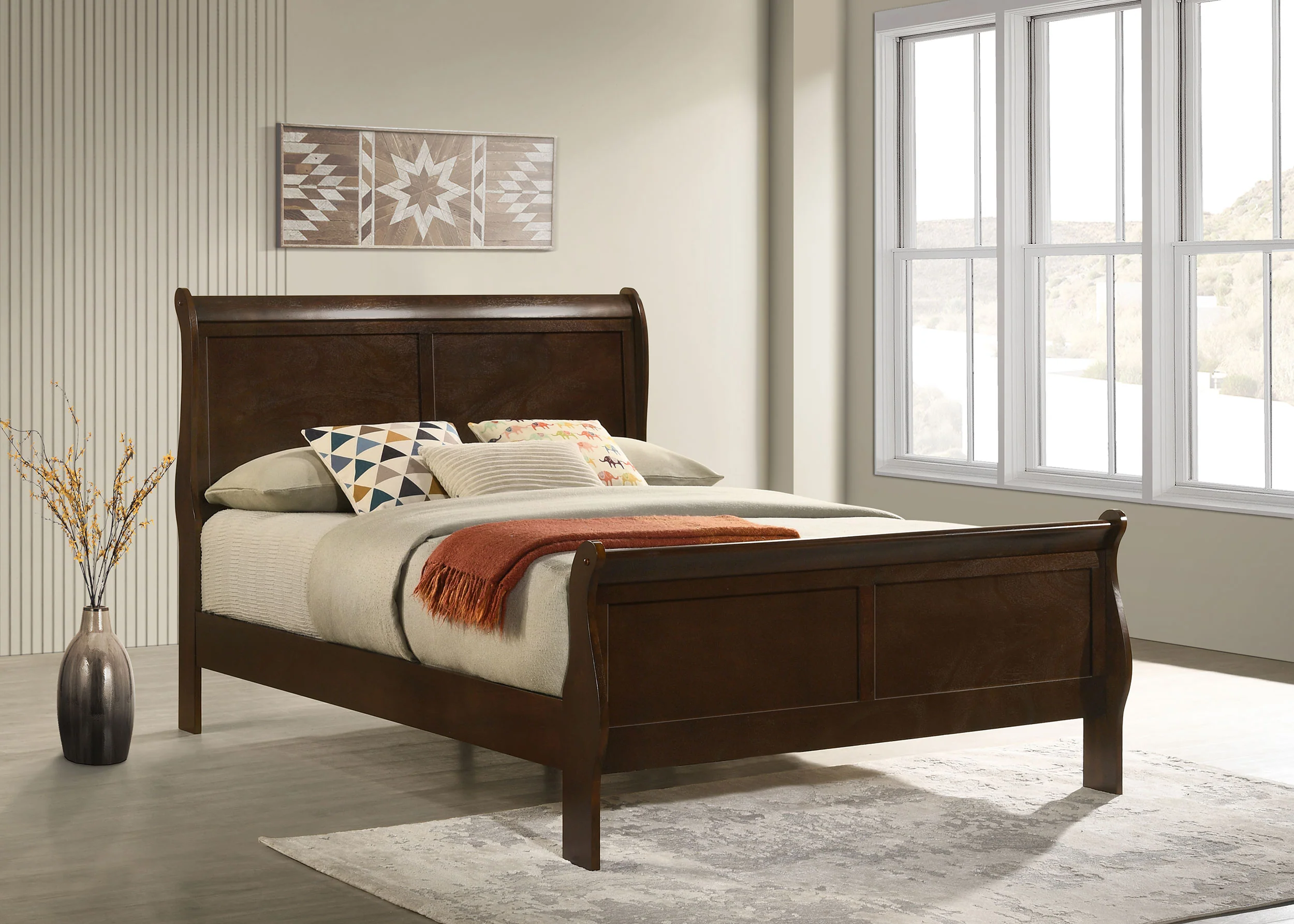 Louis Philippe Sleigh Panel Bed - Image 20