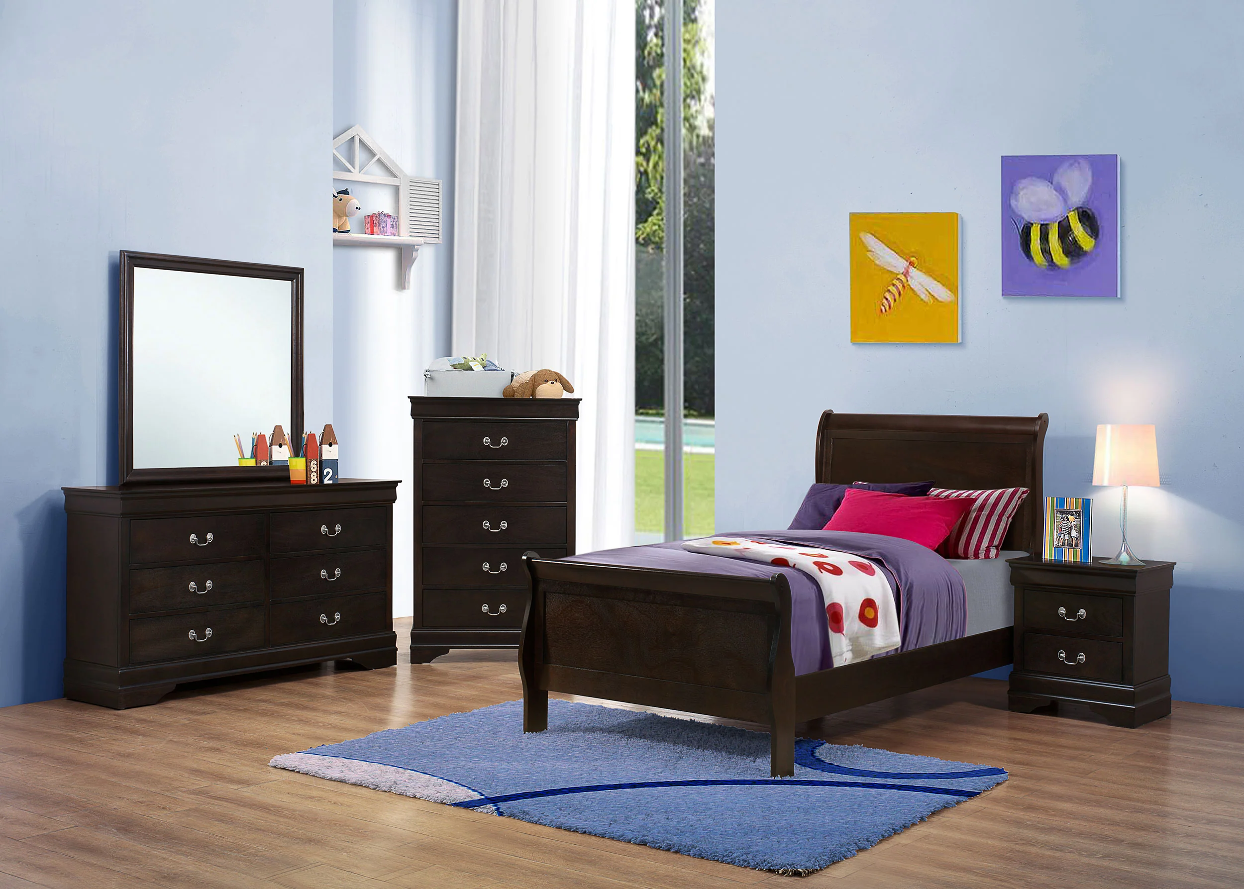 Louis Philippe Sleigh Panel Bed - Image 36