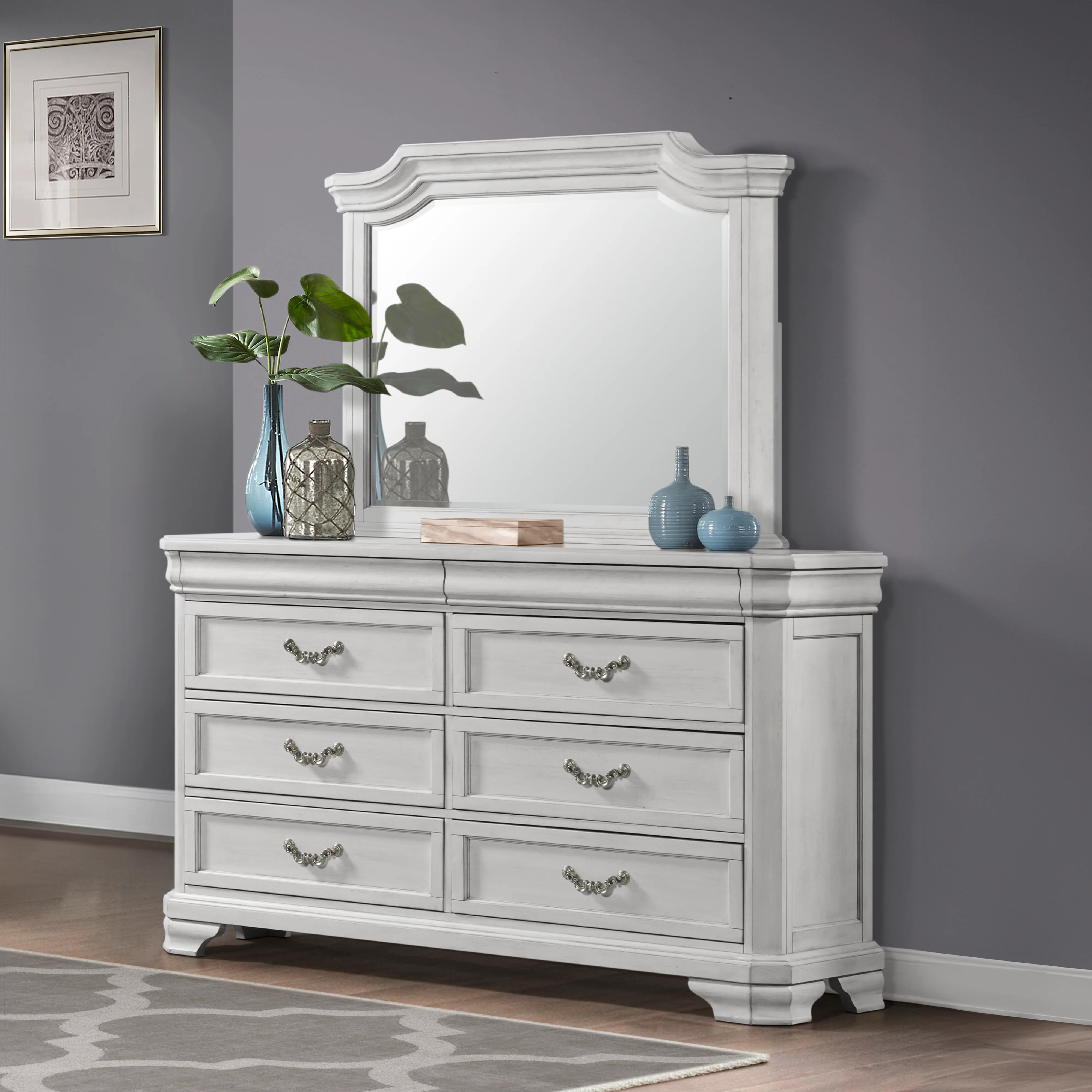 Lyndhurst Landscape Mirror- Vintage White - Image 7