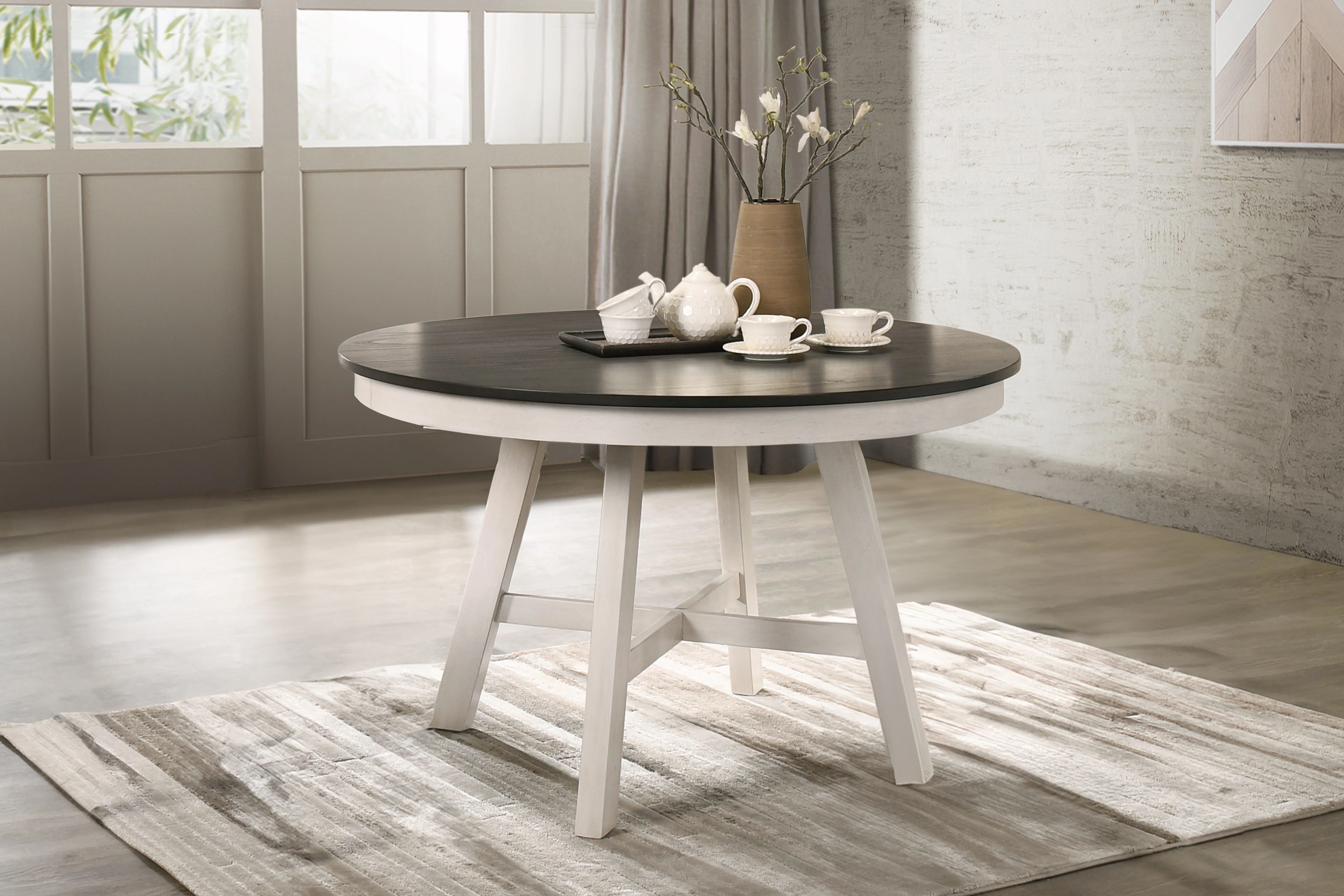 Maisie Round Table-White/Brown - Image 6