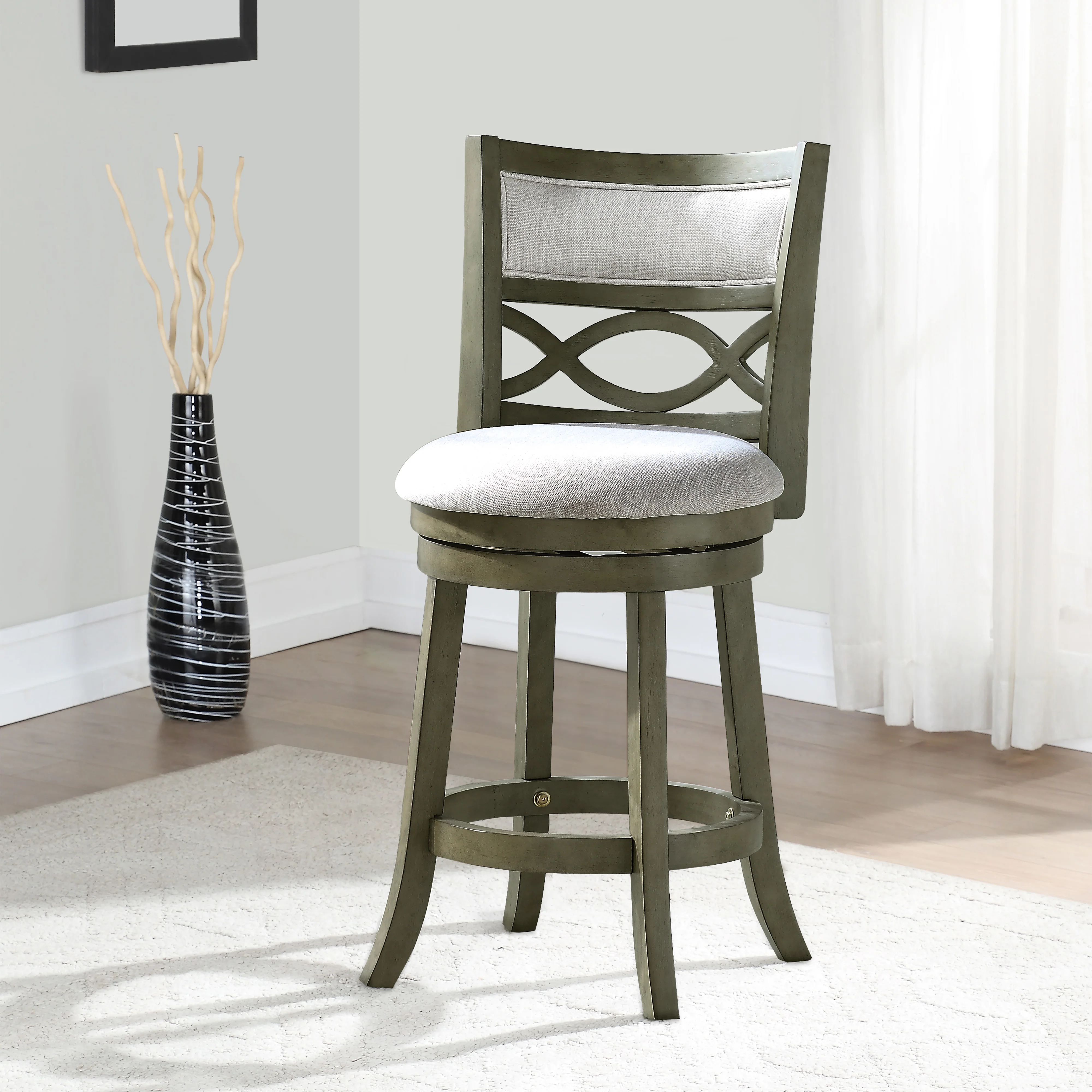 Manchester 24" Counter Stool W/Fabric Cushions-Gray - Image 6