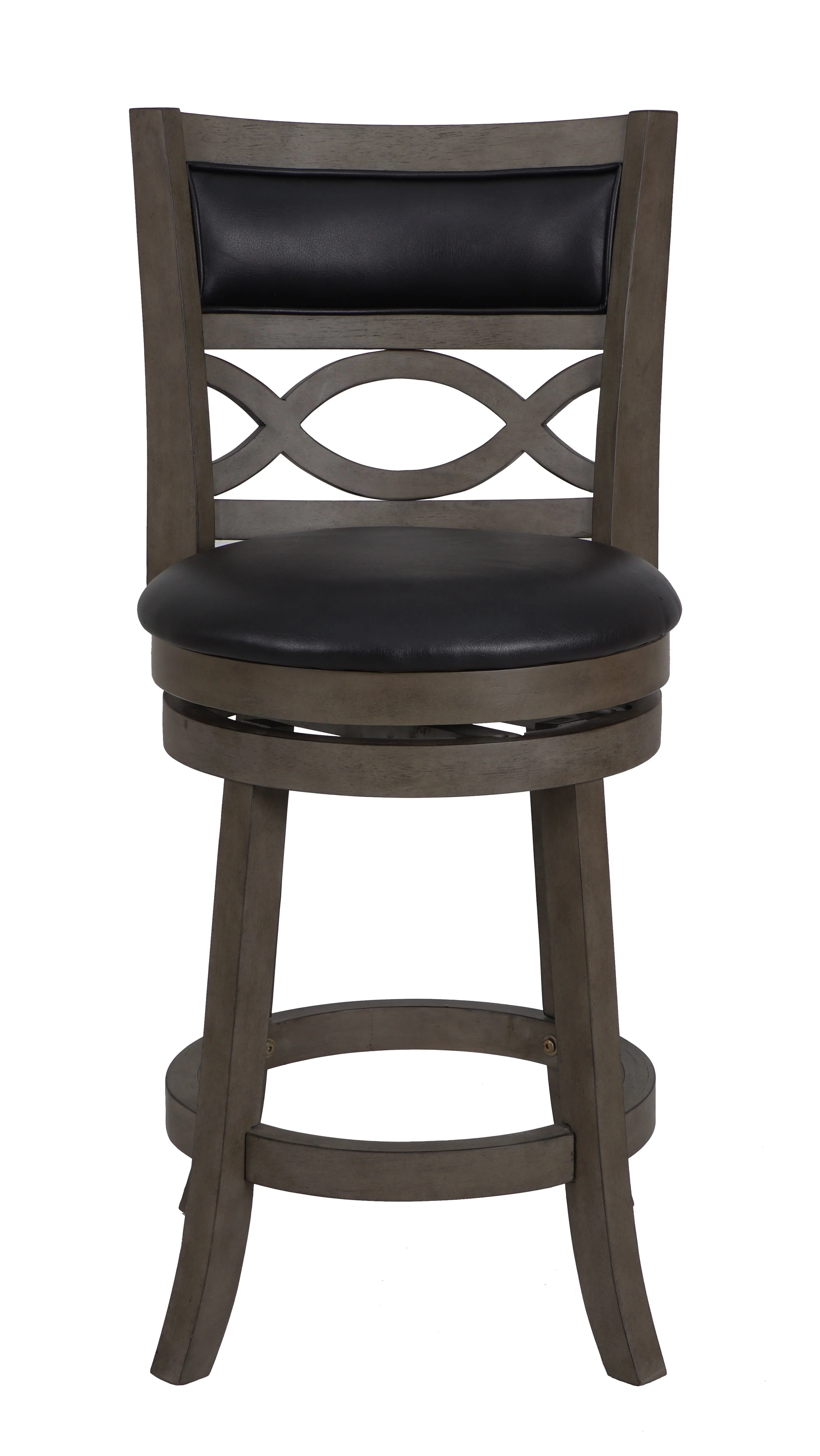 Manchester 24" Counter Stool W/Black Pu Cushions-Gray - Image 2