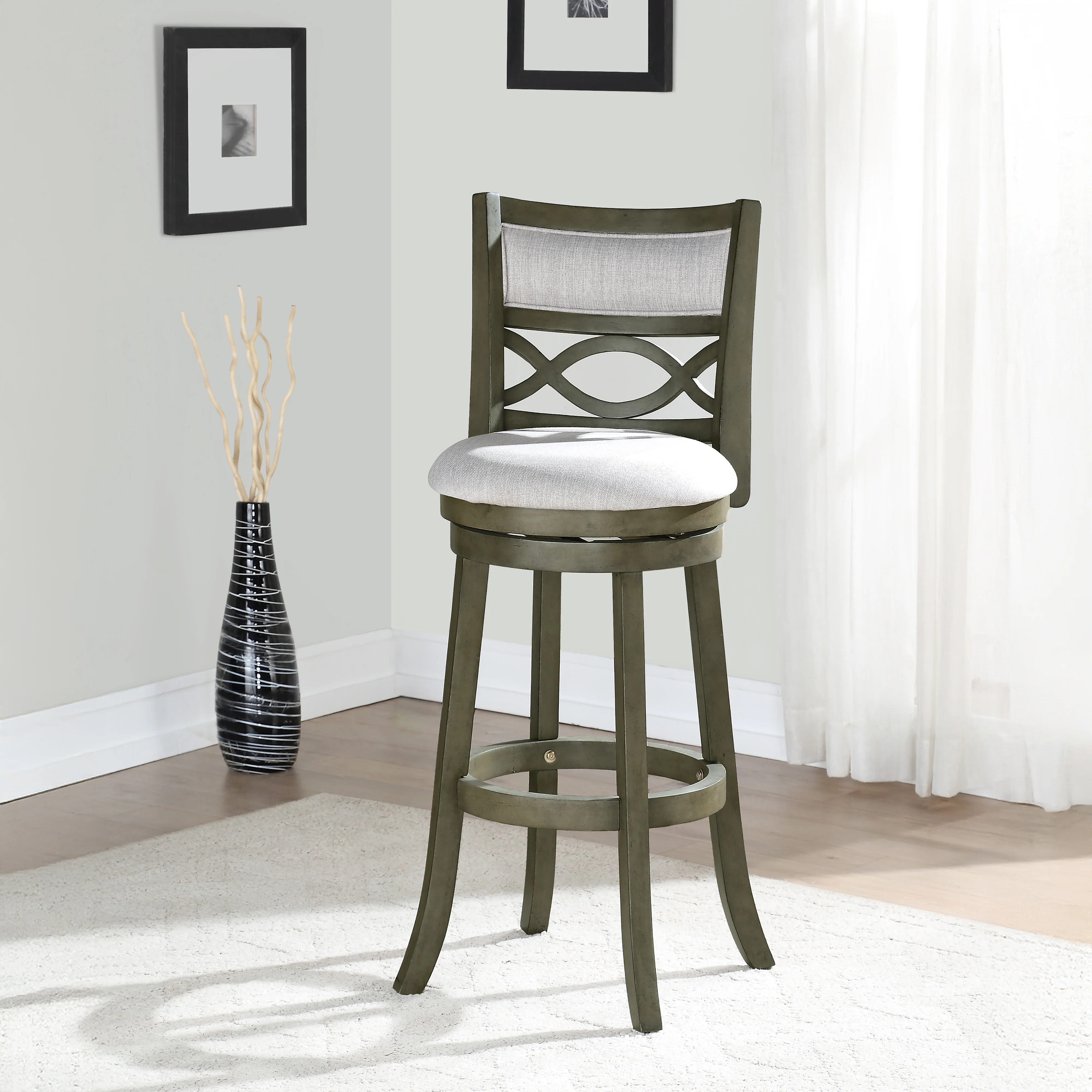 Manchester 29" Bar Stool W/Fabric Cushions-Gray - Image 6