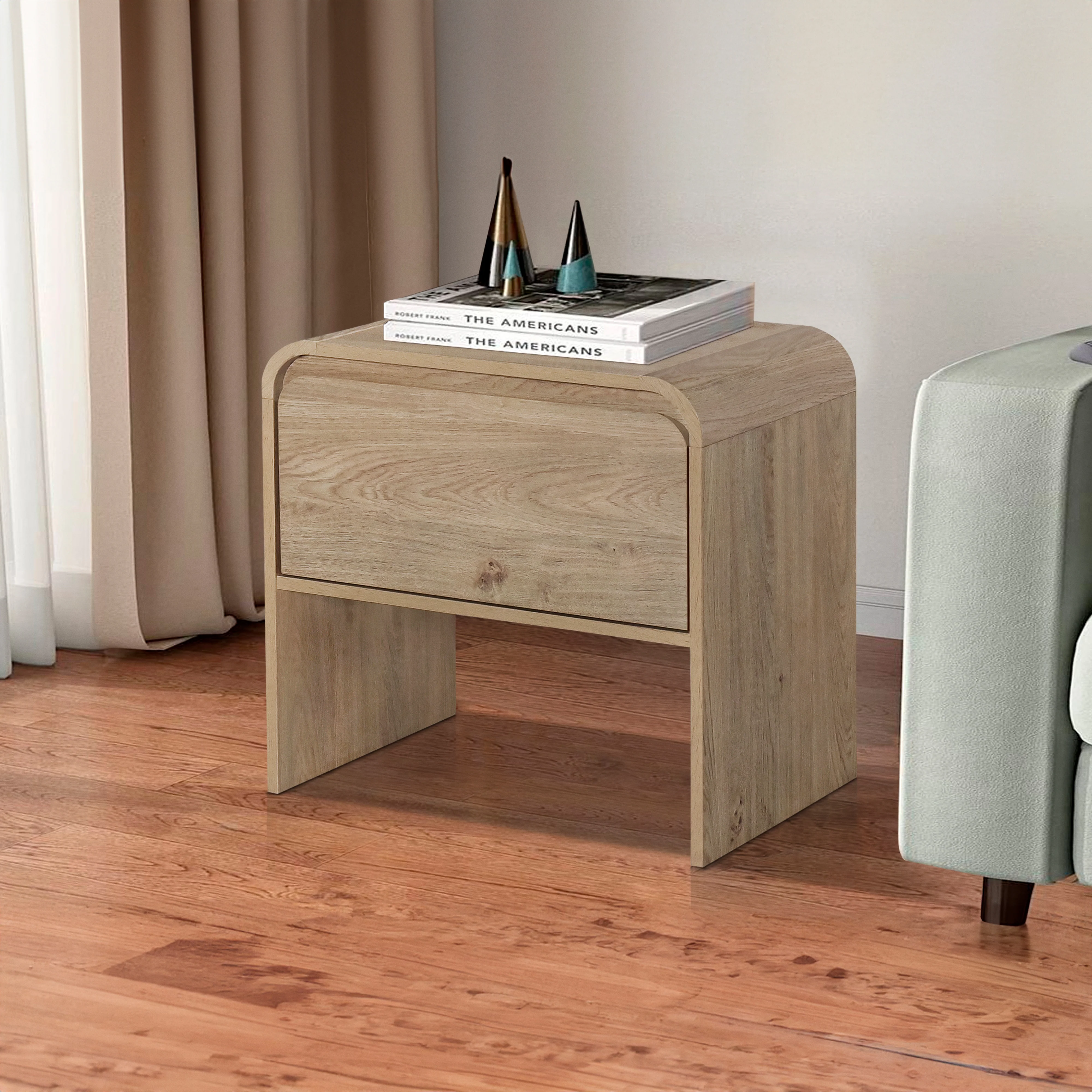 Mara One Drawer End Table / Bedside Table-Natural - Image 8