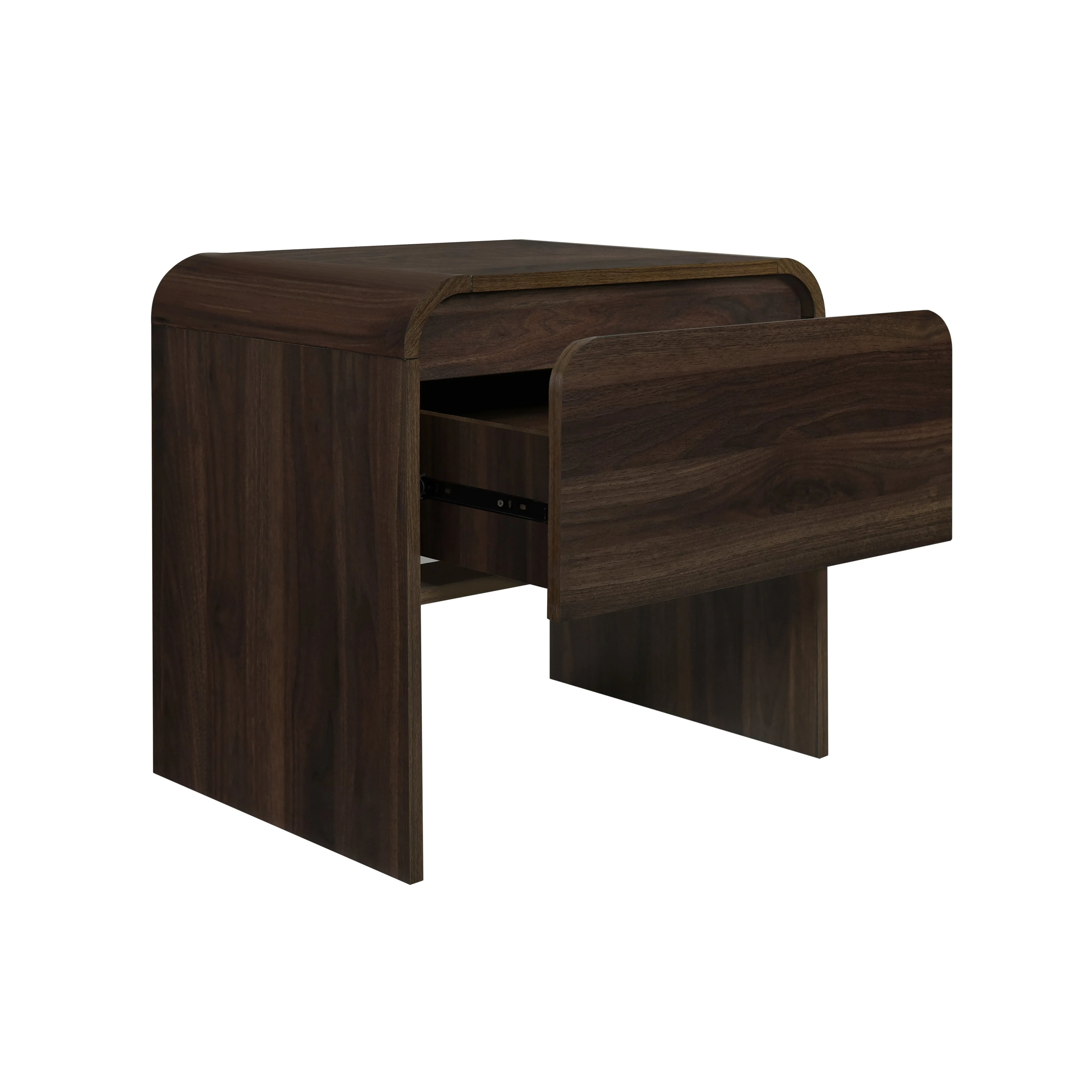 Mara One Drawer End Table / Bedside Table-Walnut - Image 3