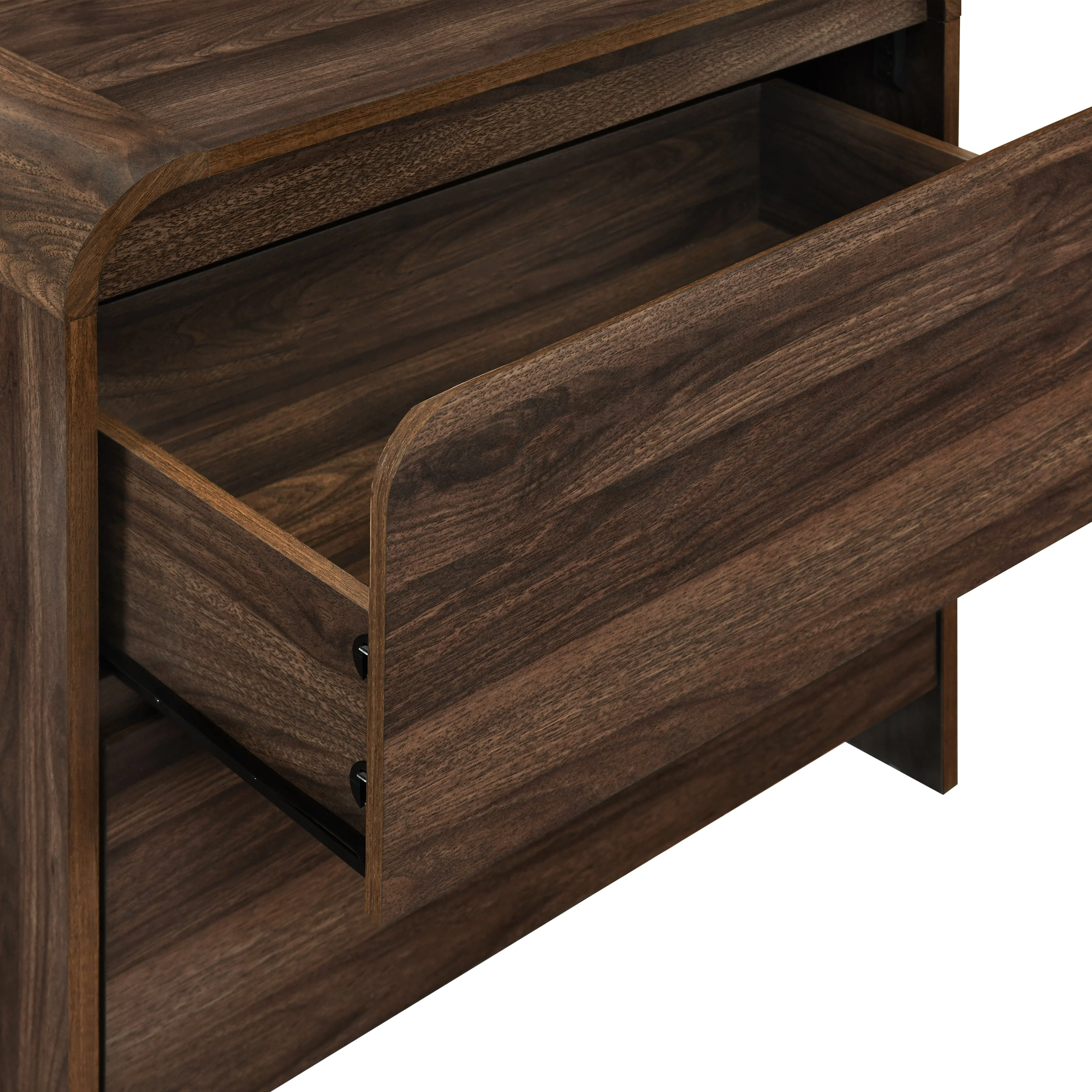 Mara Two Drawer End Table / Bedside Table-Walnut - Image 5