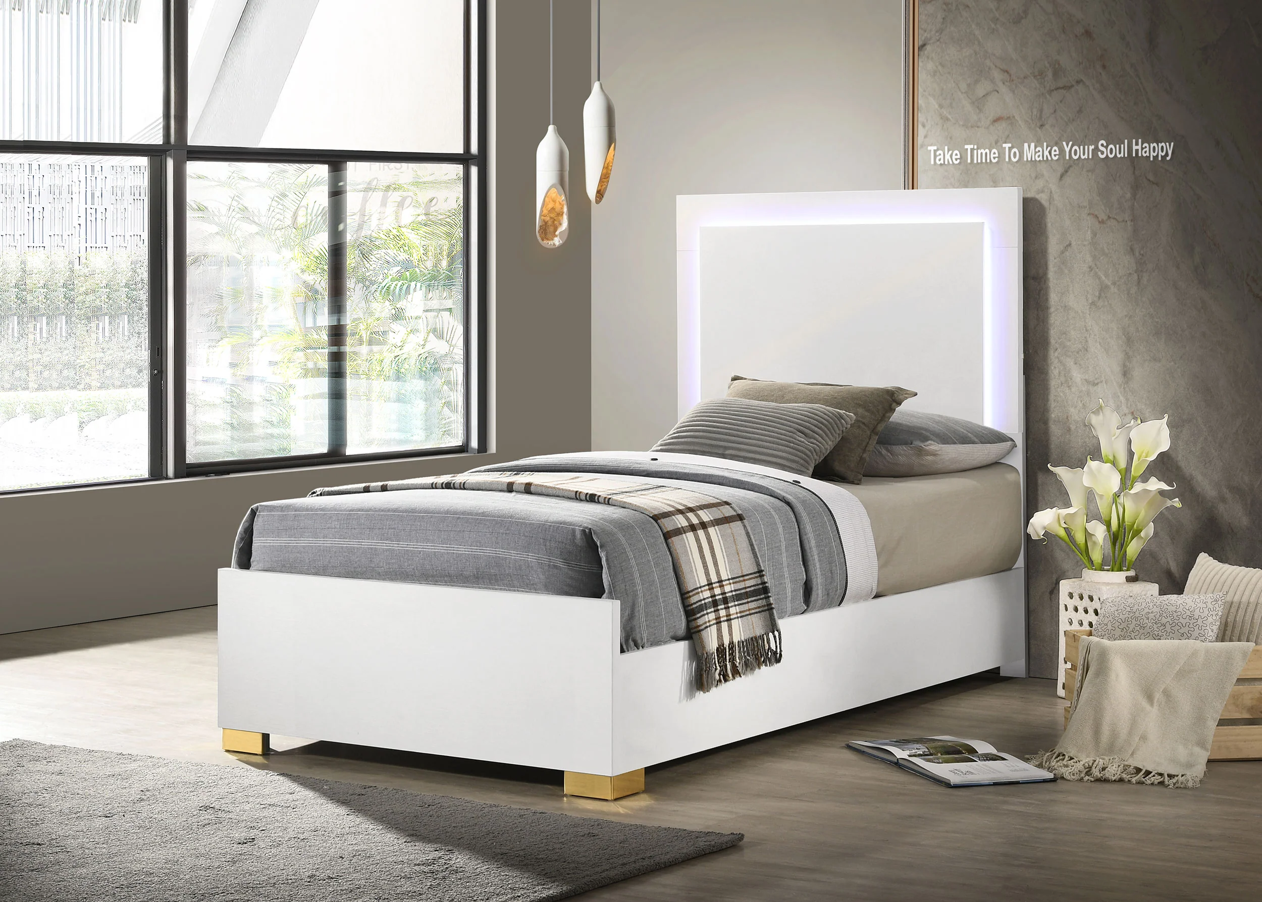 Marceline Panel Bed with LED Lighting - Image 55
