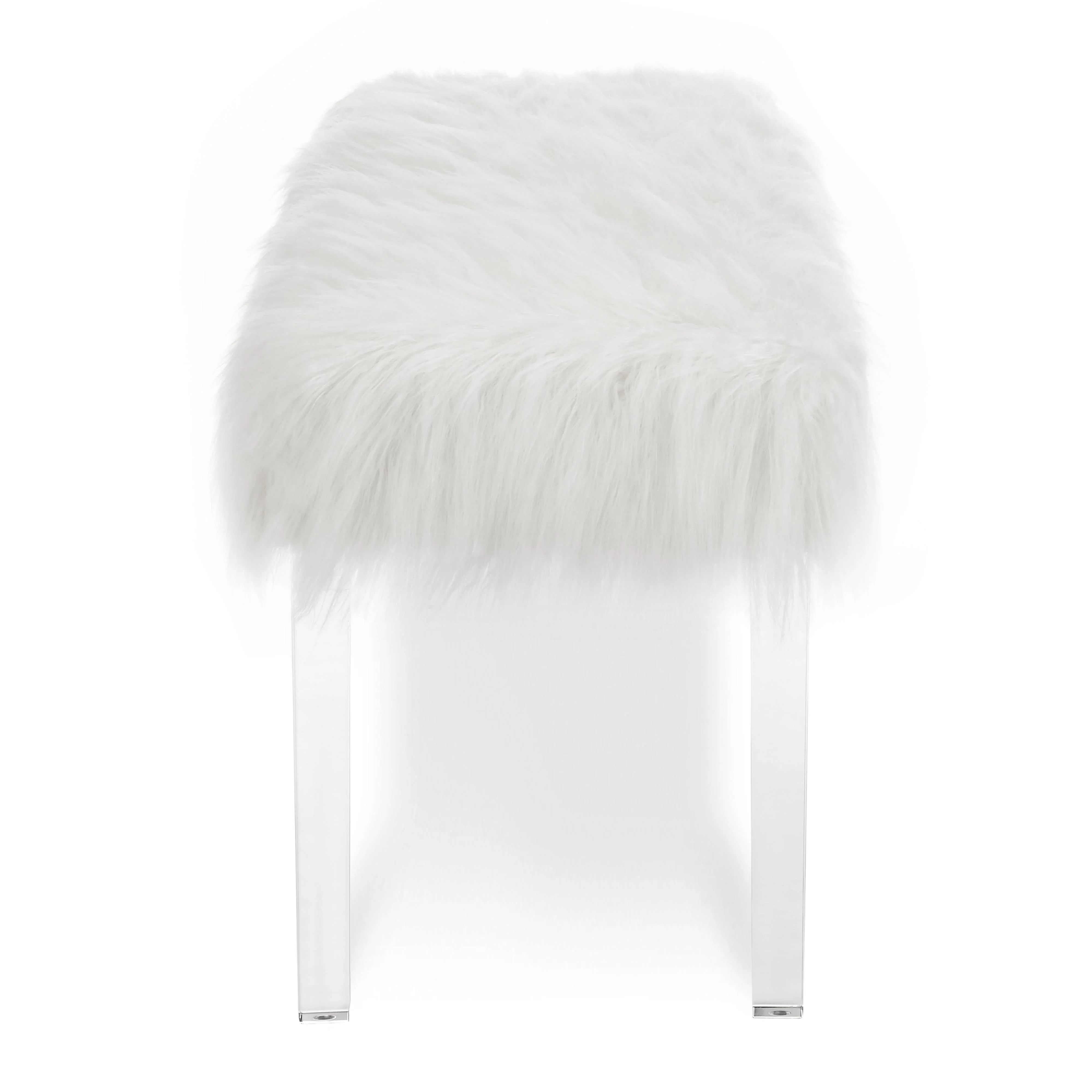 MARILYN UPHOLSTERED WHITE GLAM FAUX FUR BENCH - Image 3