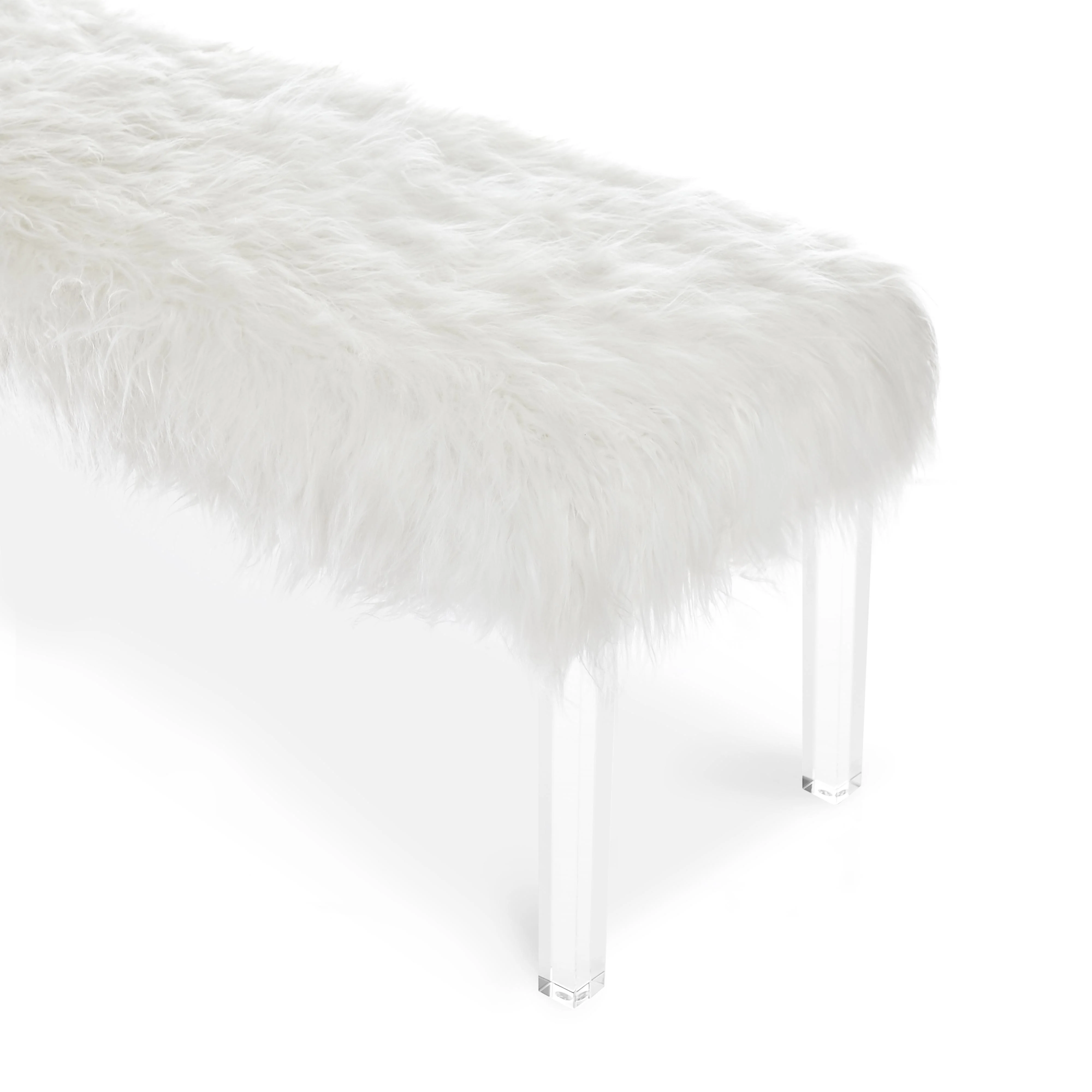 MARILYN UPHOLSTERED WHITE GLAM FAUX FUR BENCH - Image 4