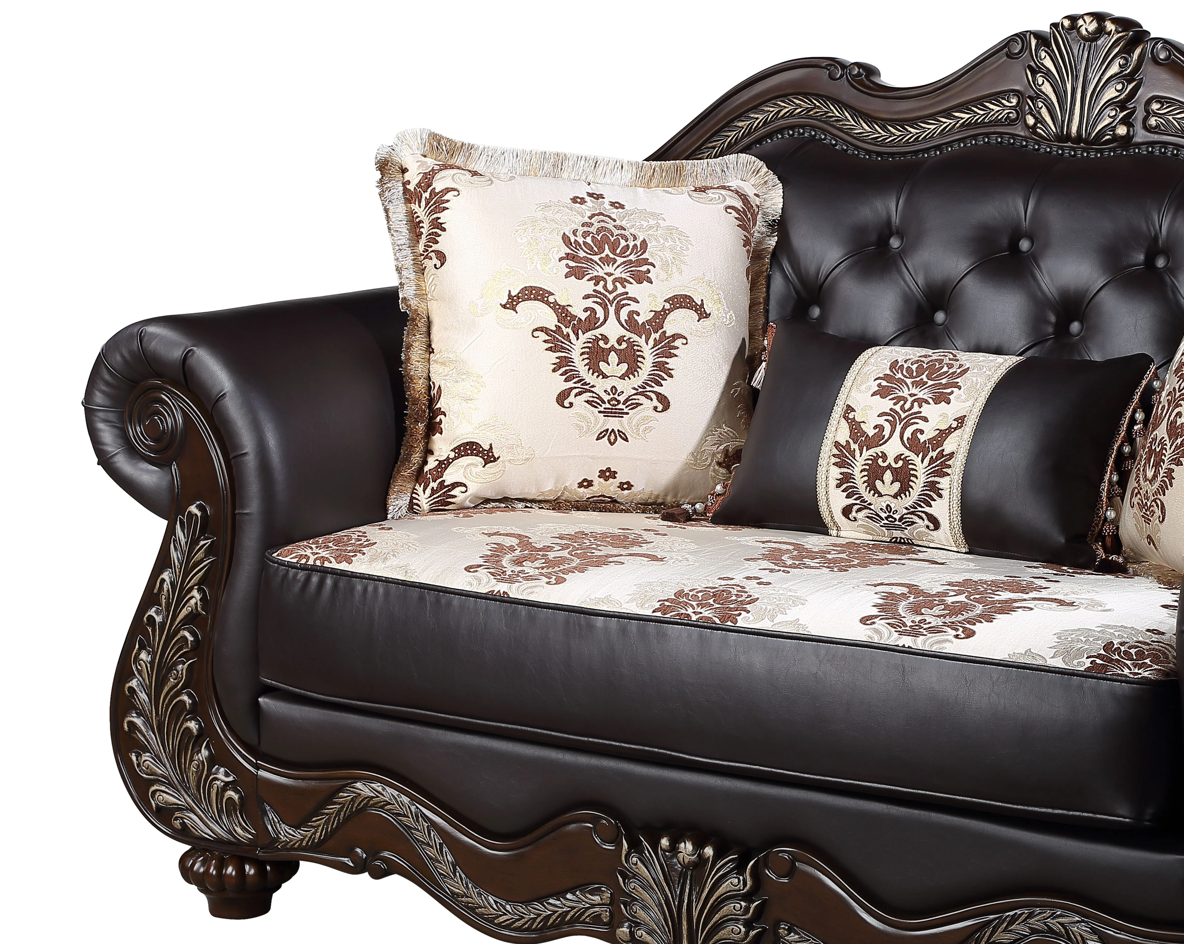 Maximus Loveseat Frame, Seat Cushions, Arms, Legs & 3 Pillows - Image 4