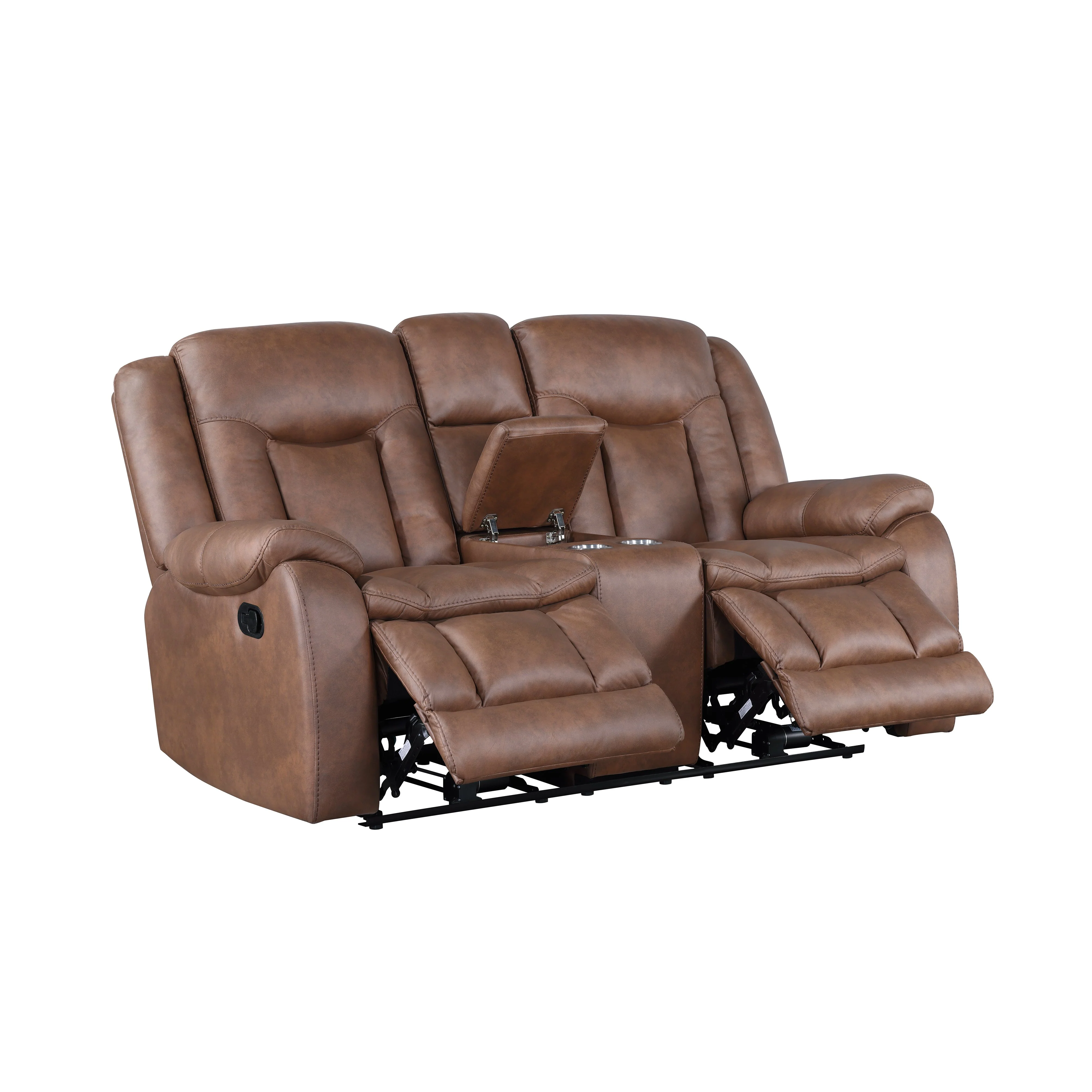 Morello Console Loveseat W/ Dual Recliners-Brown - Image 3