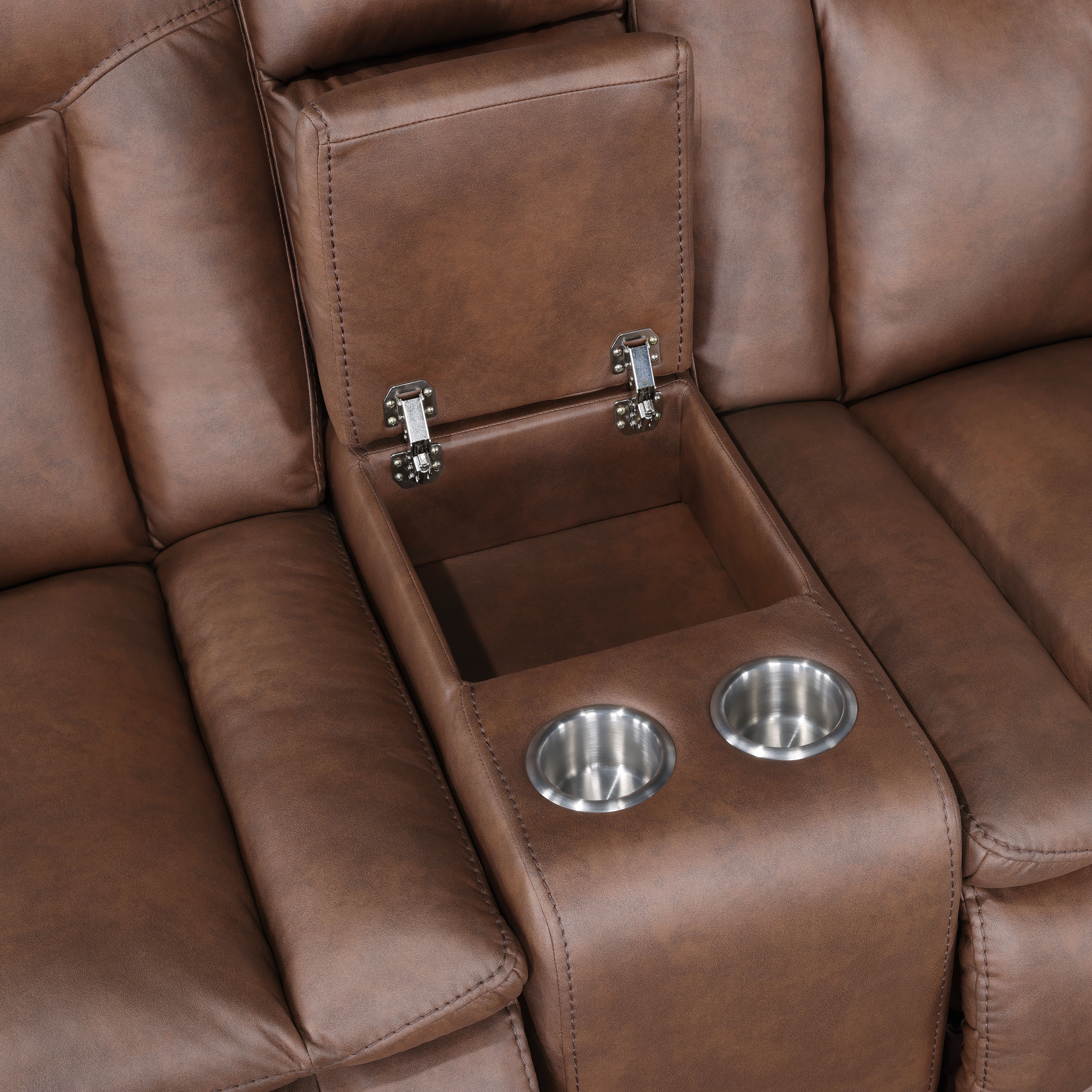 Morello Console Loveseat W/ Dual Recliners-Brown - Image 7