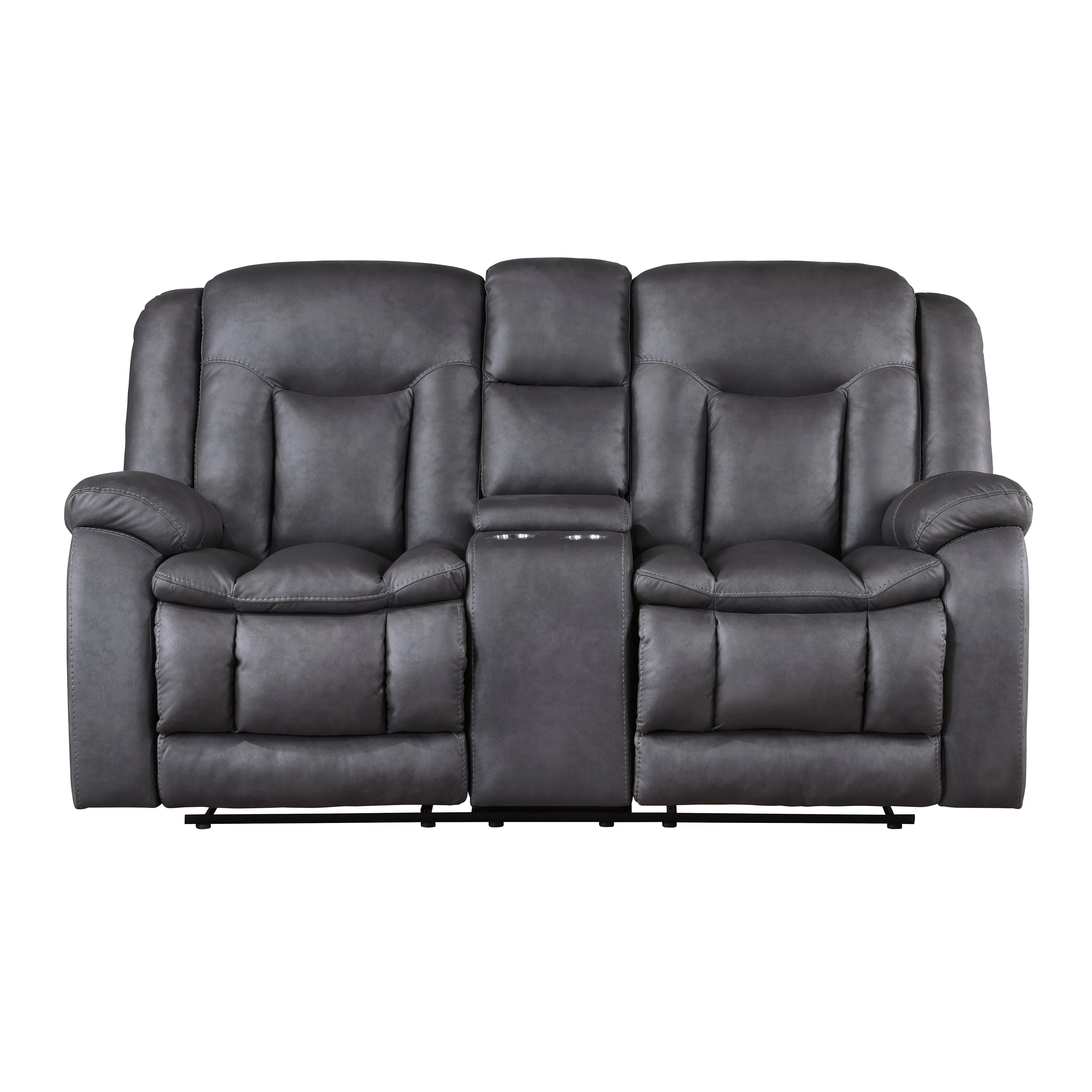 Morello Console Loveseat W/ Dual Recliners-Gray - Image 2