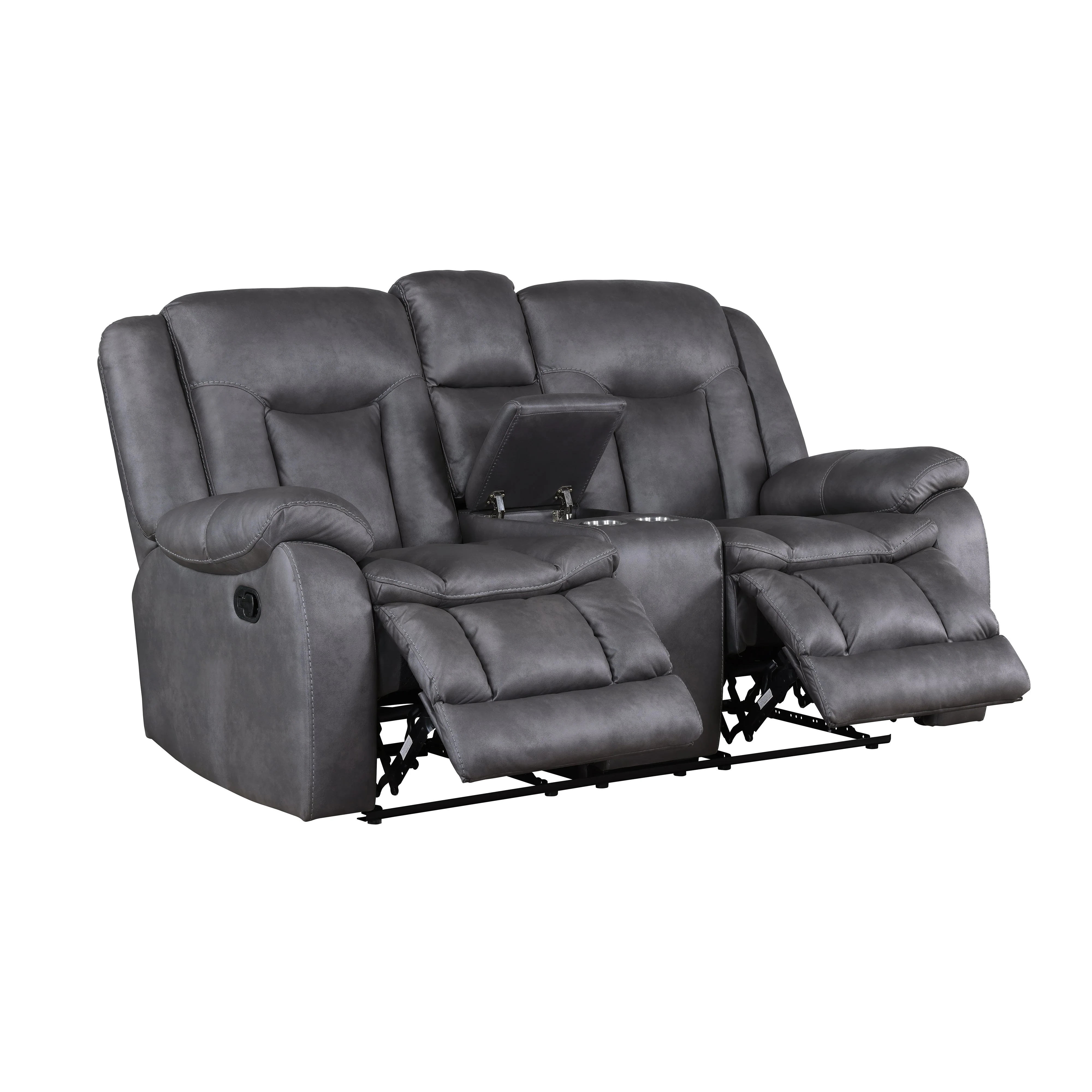 Morello Console Loveseat W/ Dual Recliners-Gray - Image 3