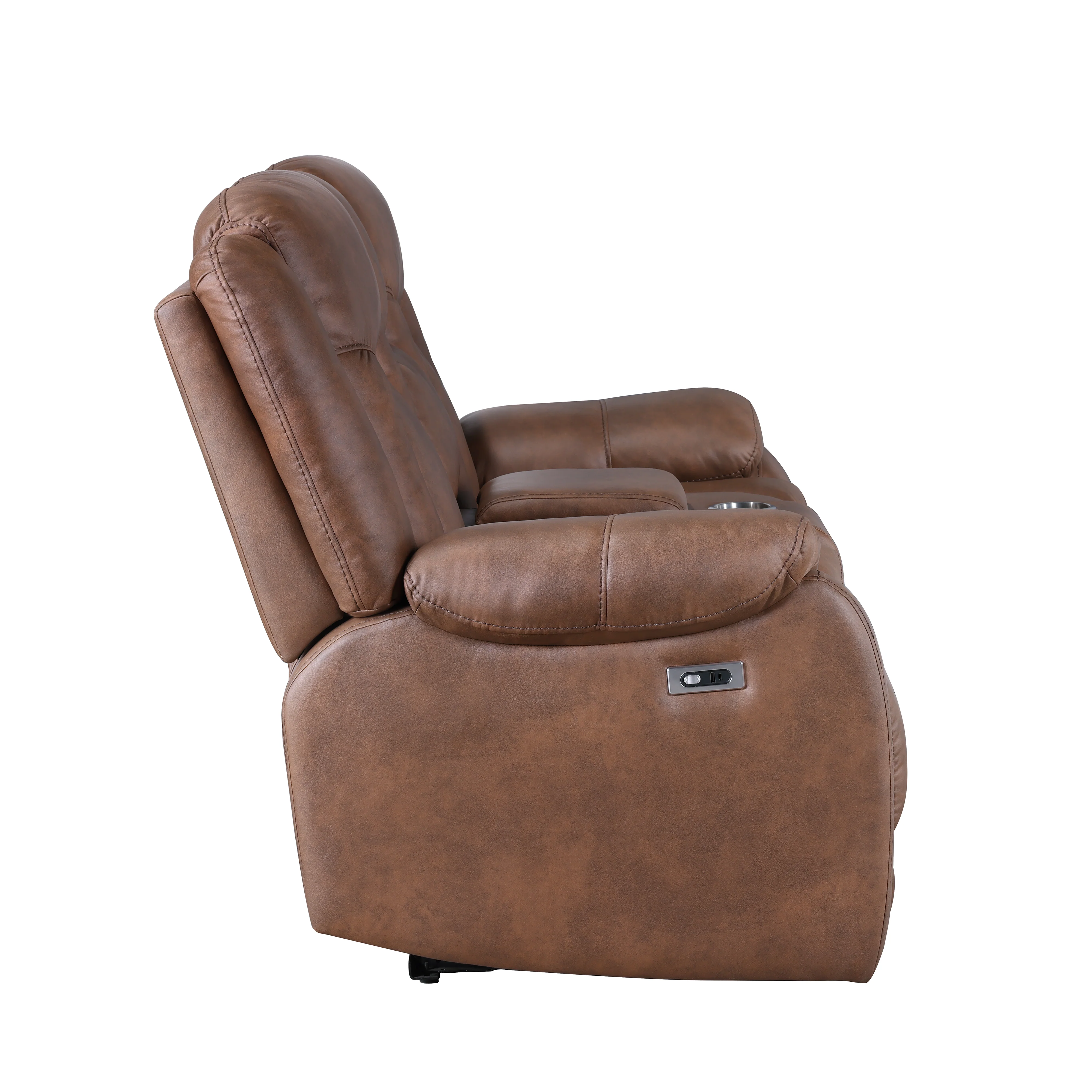 Morello Console Loveseat W/Pwr Fr-Brown - Image 4