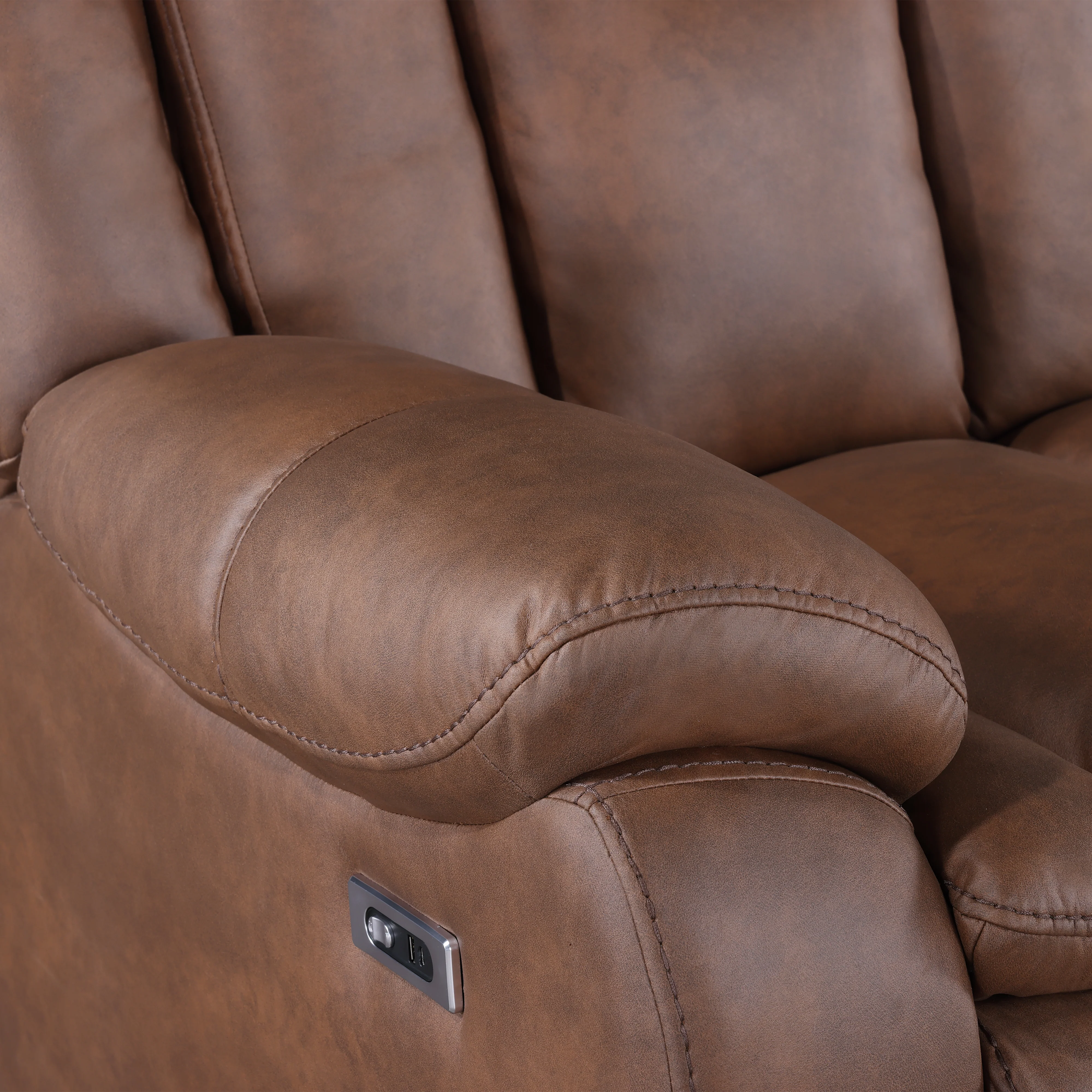 Morello Console Loveseat W/Pwr Fr-Brown - Image 6