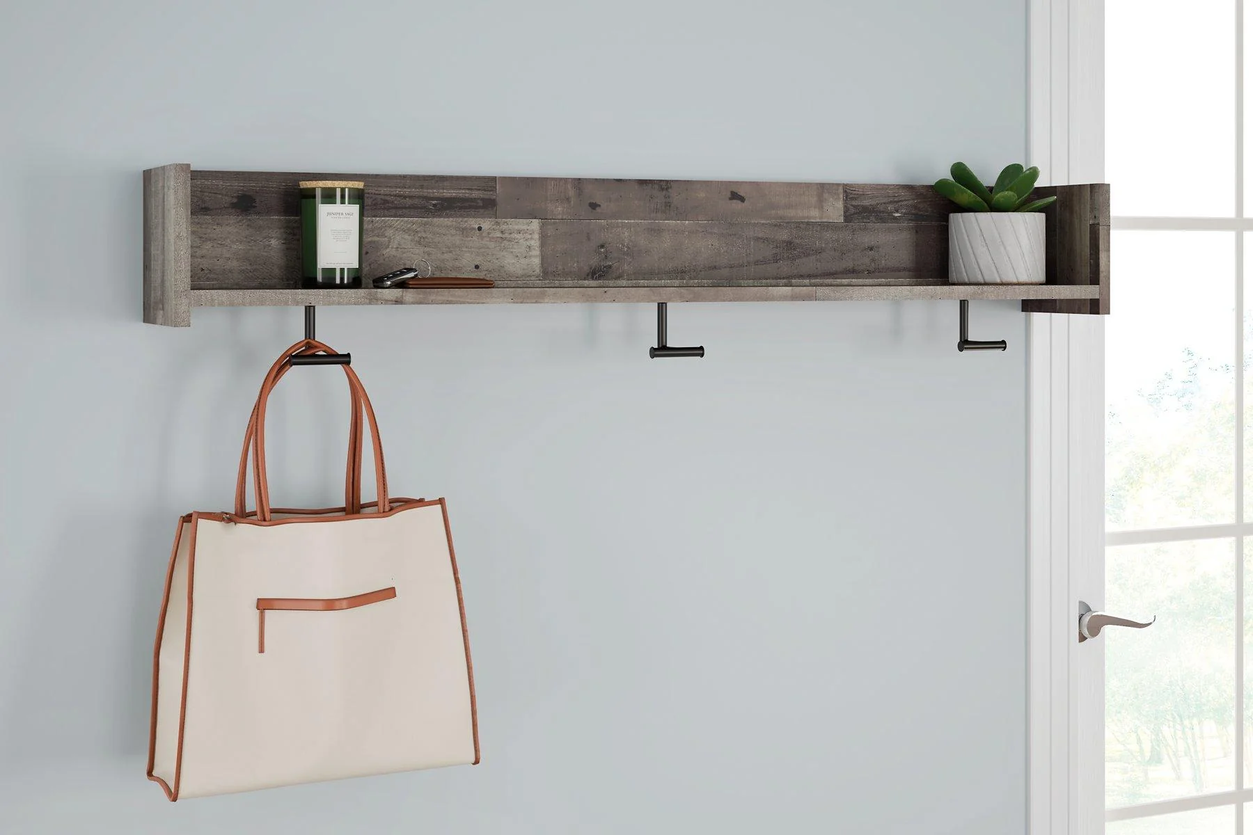 Neilsville Wall Mounted Coat Rack with Shelf - Image 2