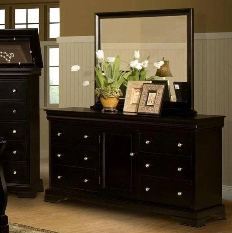 New Classic Belle Rose Landscape Mirror in Black Cherry Finish - Image 3