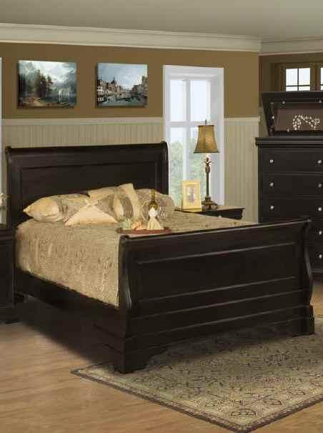 New Classic Belle Rose Queen Sleigh Bed in Black Cherry Finish - Image 2
