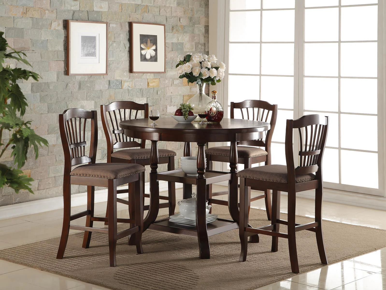 New Classic Bixby Counter Dining Table in Espresso - Image 4