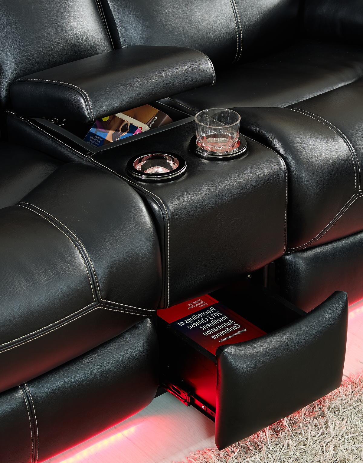 New Classic Flynn Console Loveseat (Lights) in Premier Black - Image 4