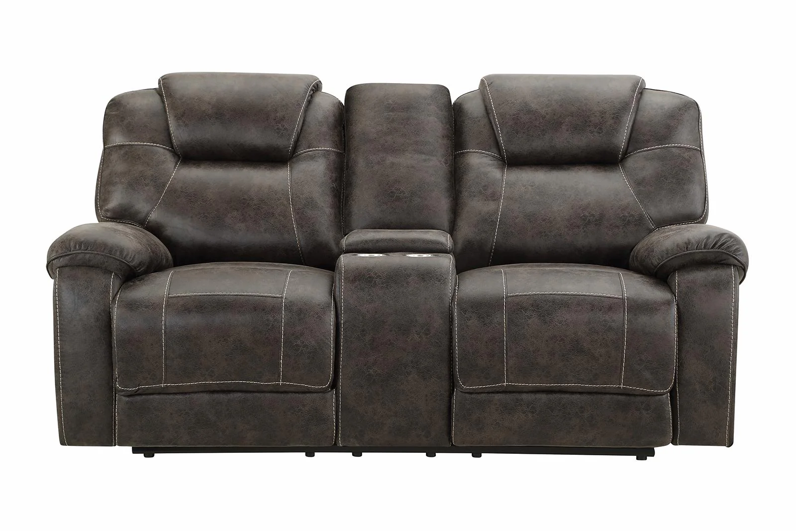 New Classic Furniture Anton Dual Recliner Console Loveseat with Power Footrest in Chocolate - Image 2