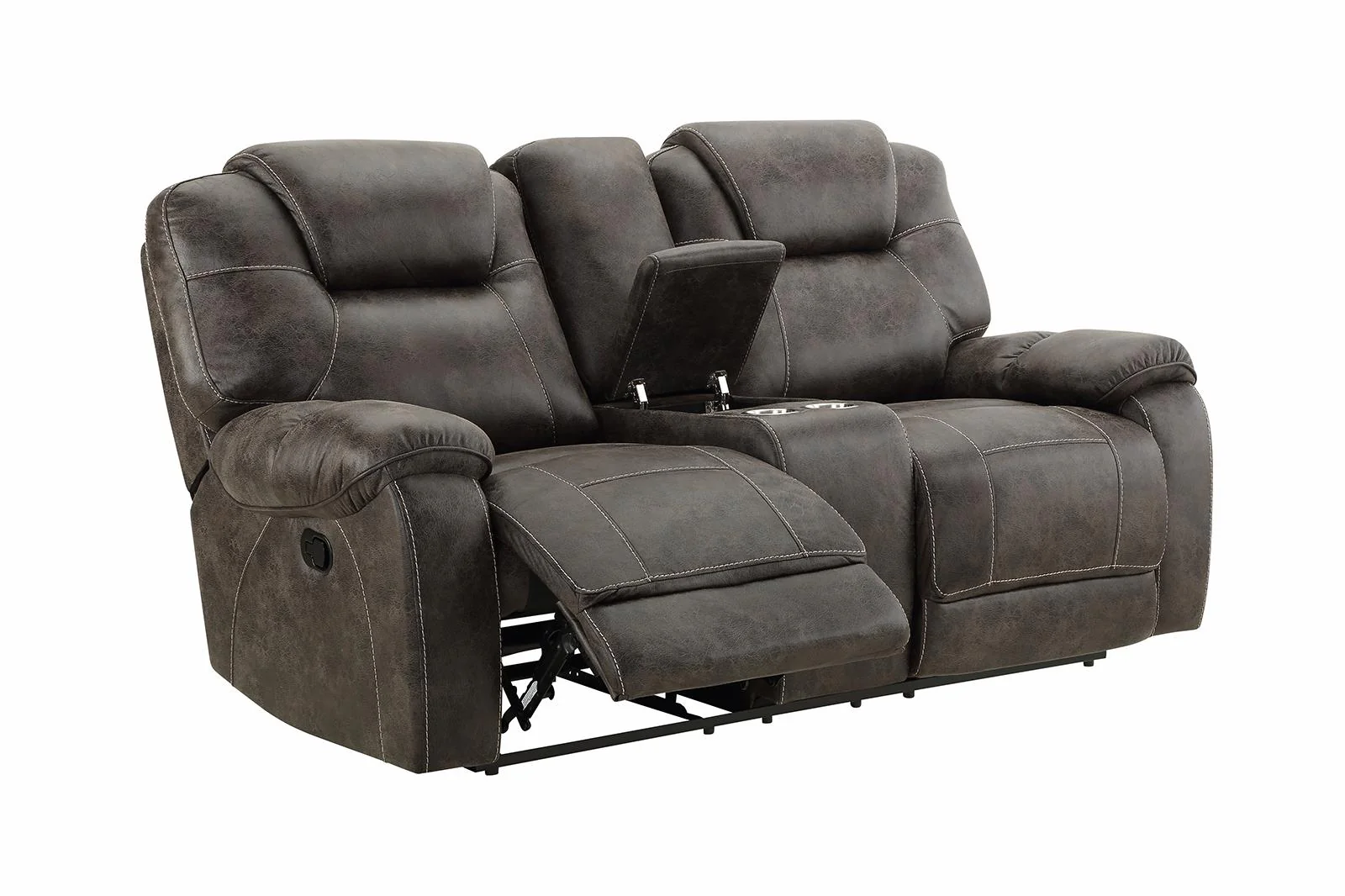 New Classic Furniture Anton Dual Recliner Console Loveseat with Power Footrest in Chocolate - Image 3