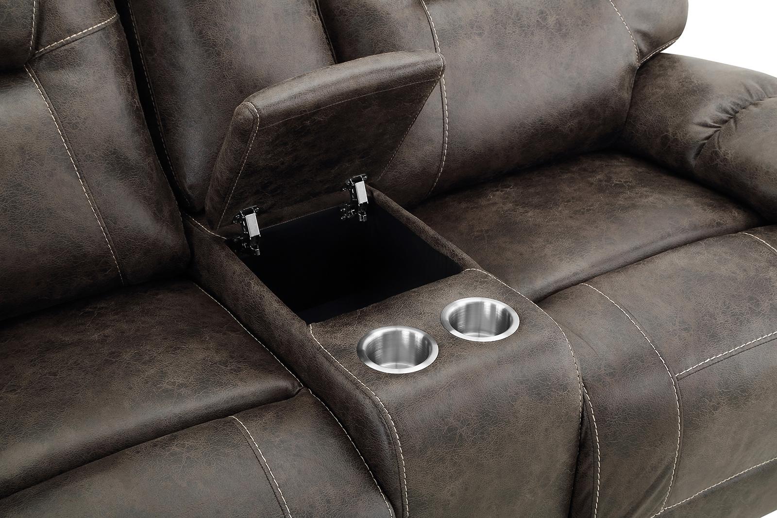 New Classic Furniture Anton Dual Recliner Console Loveseat with Power Footrest in Chocolate - Image 4