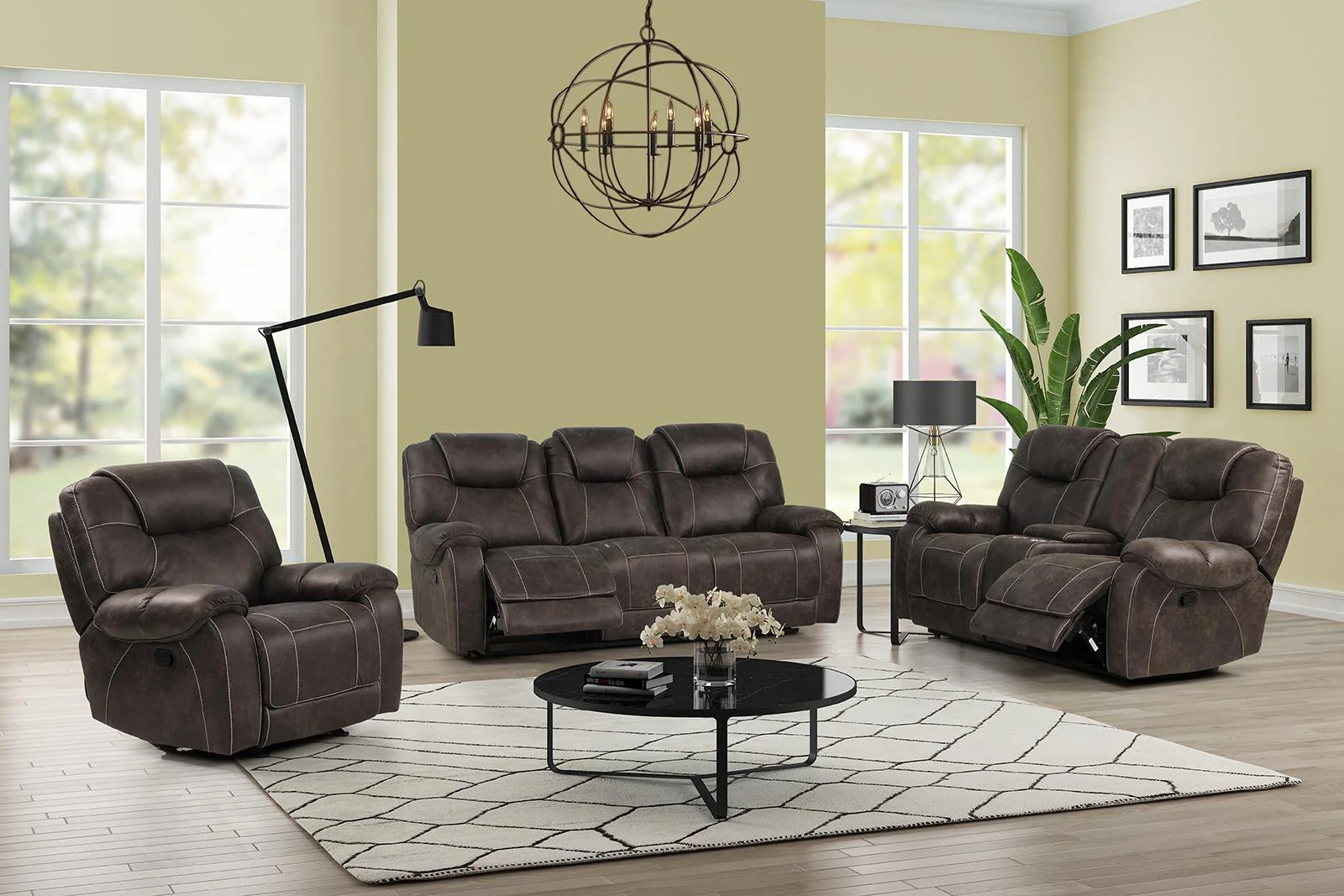 New Classic Furniture Anton Dual Recliner Sofa in Chocolate - Image 5