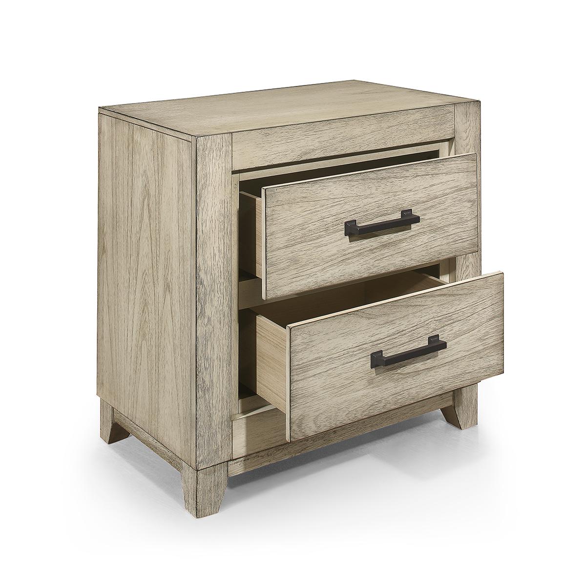 New Classic Furniture Ashland 2 Drawer Nightstand in Rustic White - Image 3
