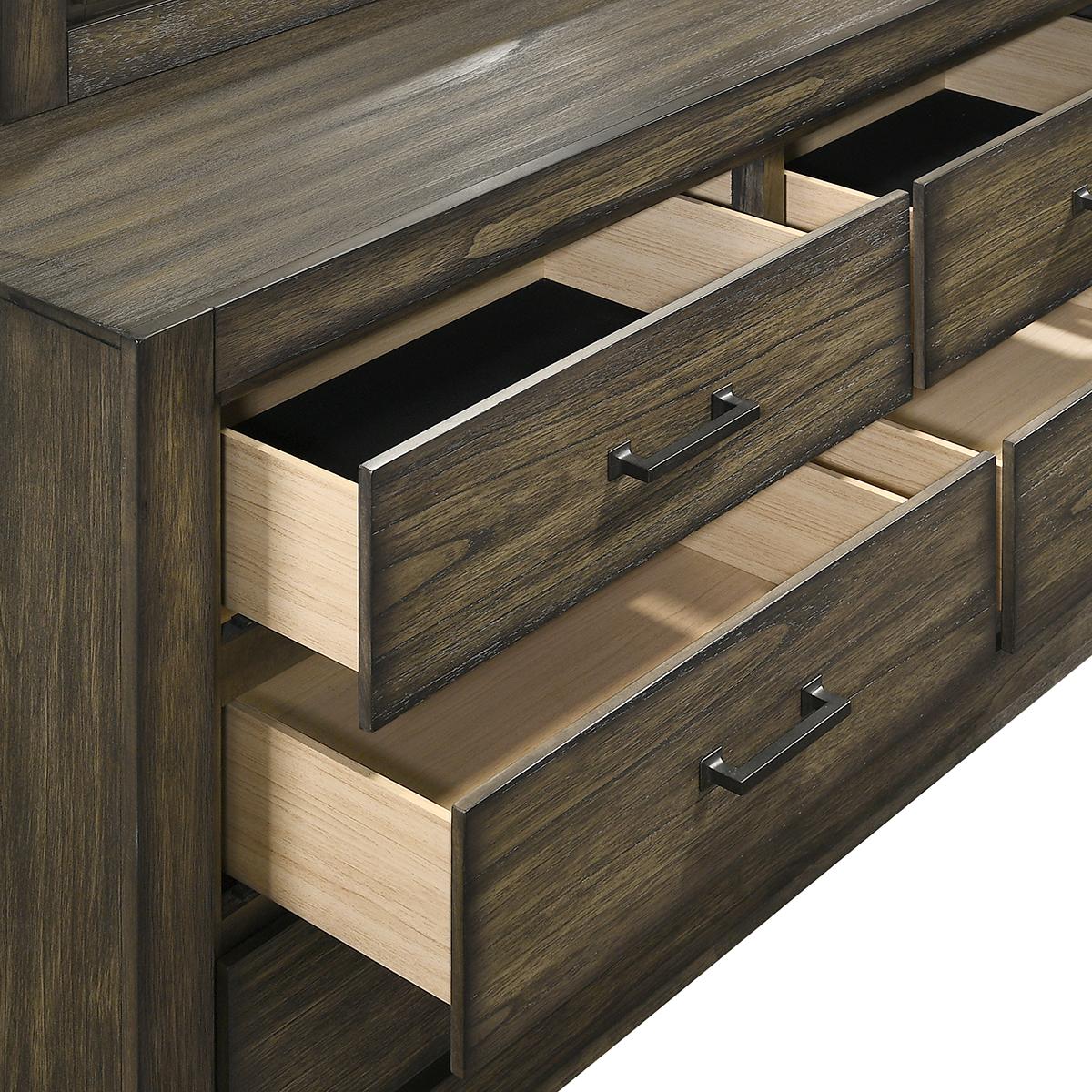 New Classic Furniture Ashland 6 Drawer Dresser in Rustic Brown - Image 4