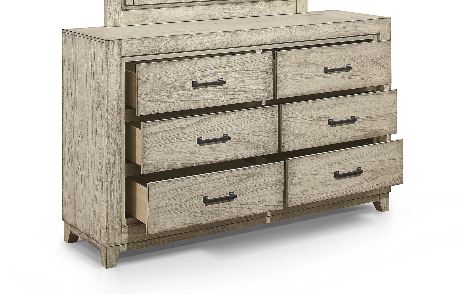 New Classic Furniture Ashland 6 Drawer Dresser in Rustic White - Image 3
