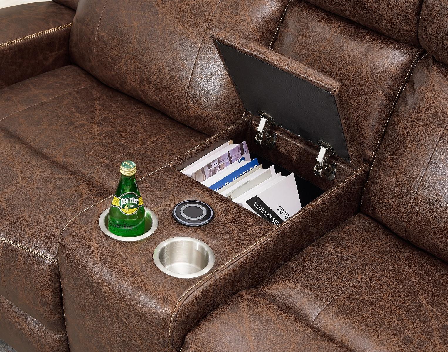New Classic Furniture Atticus Console Loveseat With Power Footrest in Mocha - Image 2