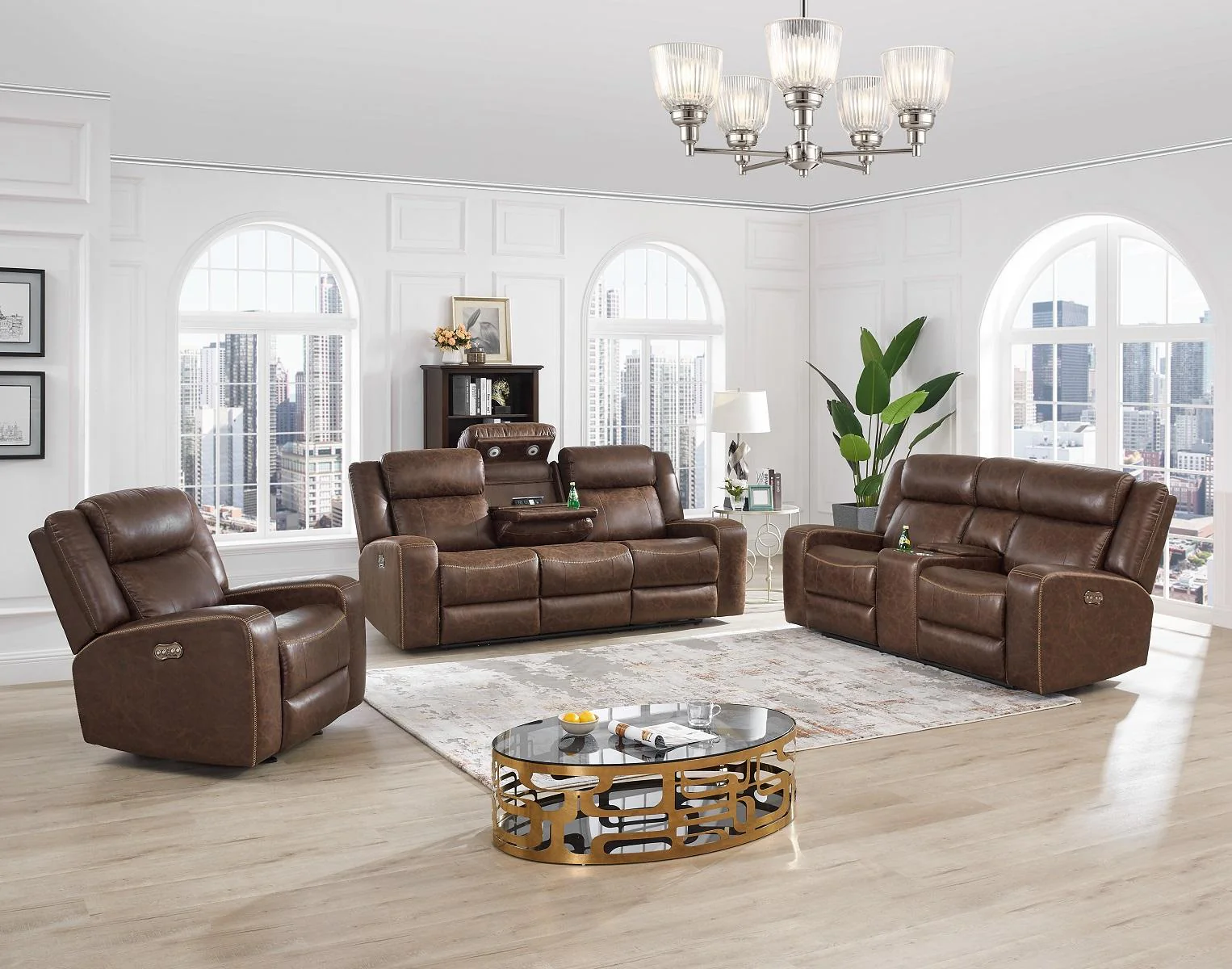 New Classic Furniture Atticus Glider Recliner With Power Footrest in Mocha - Image 2
