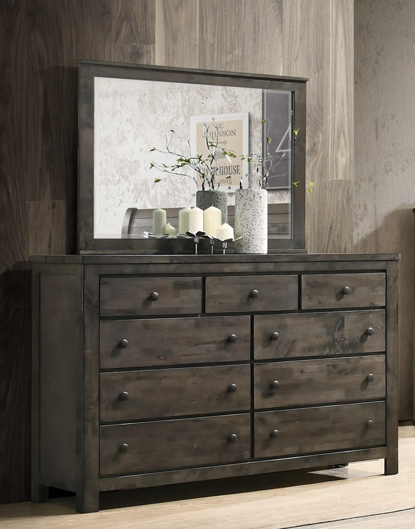 New Classic Furniture Blue Ridge Mirror in Rustic Gray - Image 3