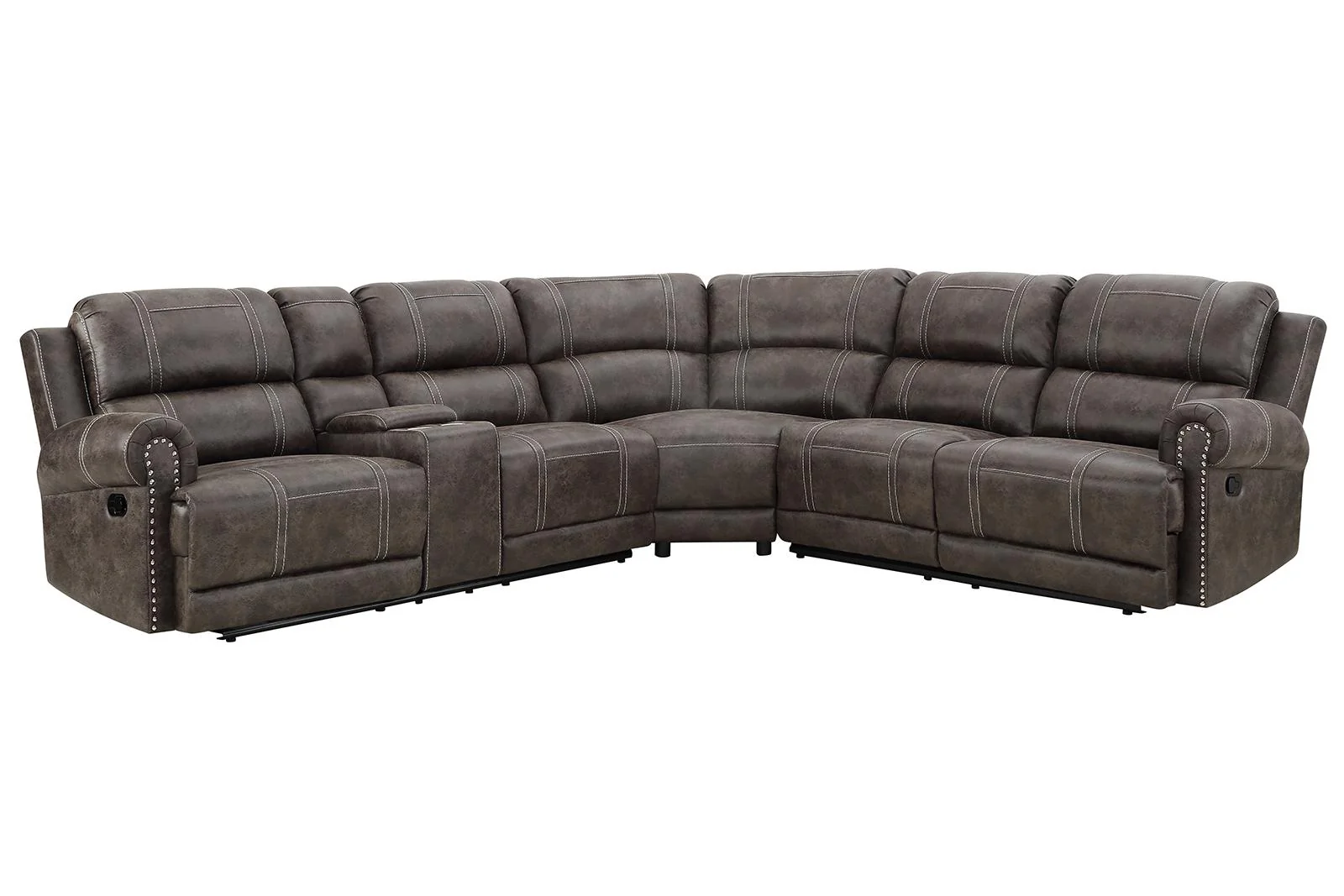 New Classic Furniture Calhoun 3pc Power Reclining Sectional in Walnut - Image 2