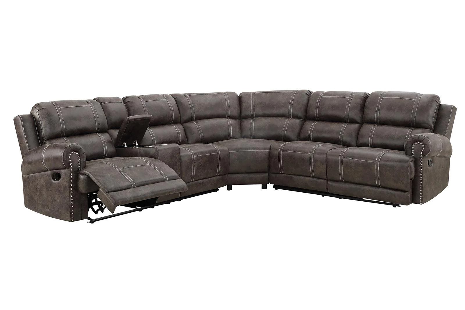 New Classic Furniture Calhoun 3pc Power Reclining Sectional in Walnut - Image 3