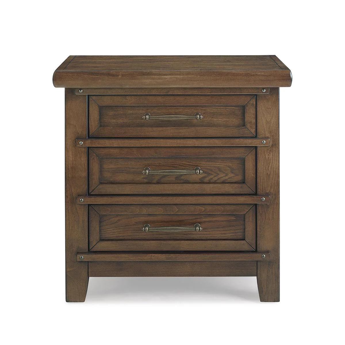 New Classic Furniture Fairfax 3 Drawer Nightstand in Medium Oak - Image 2
