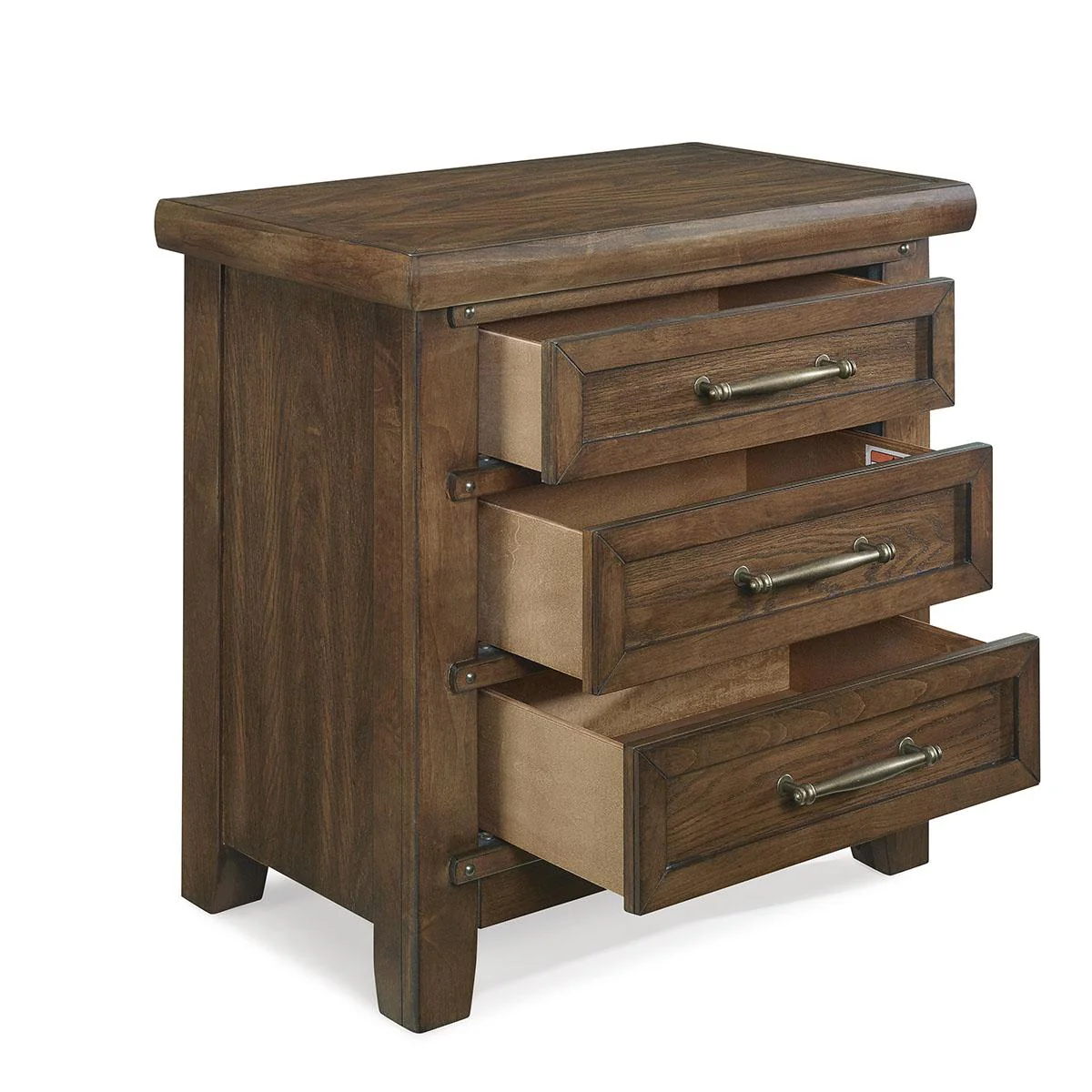 New Classic Furniture Fairfax 3 Drawer Nightstand in Medium Oak - Image 3