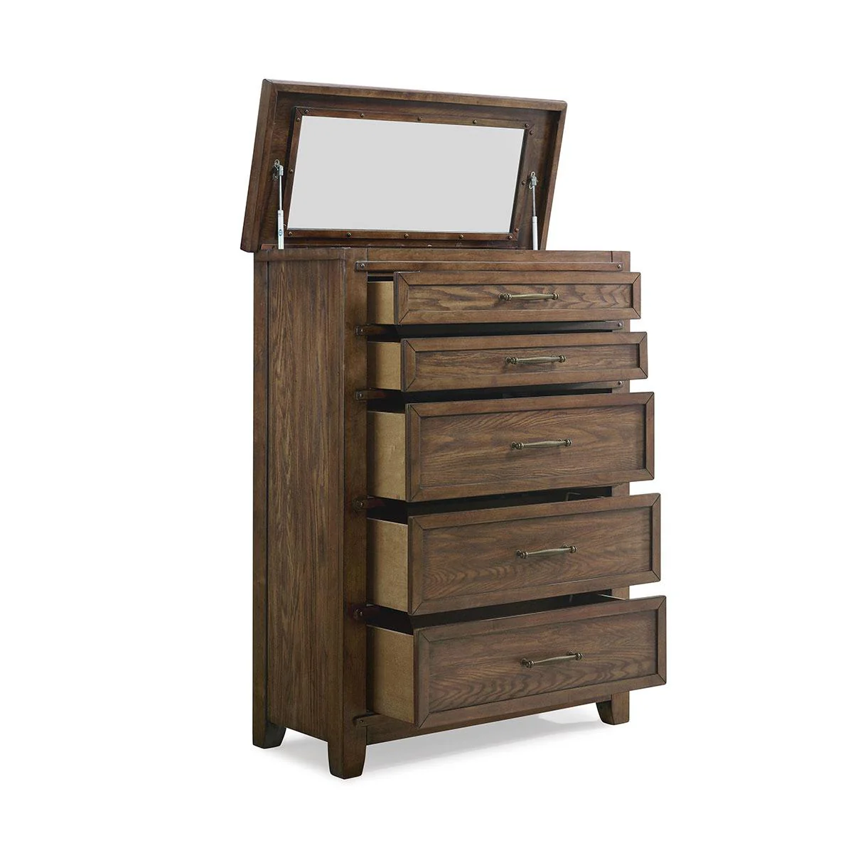 New Classic Furniture Fairfax 5 Drawer Lift Top Chest in Medium Oak - Image 3