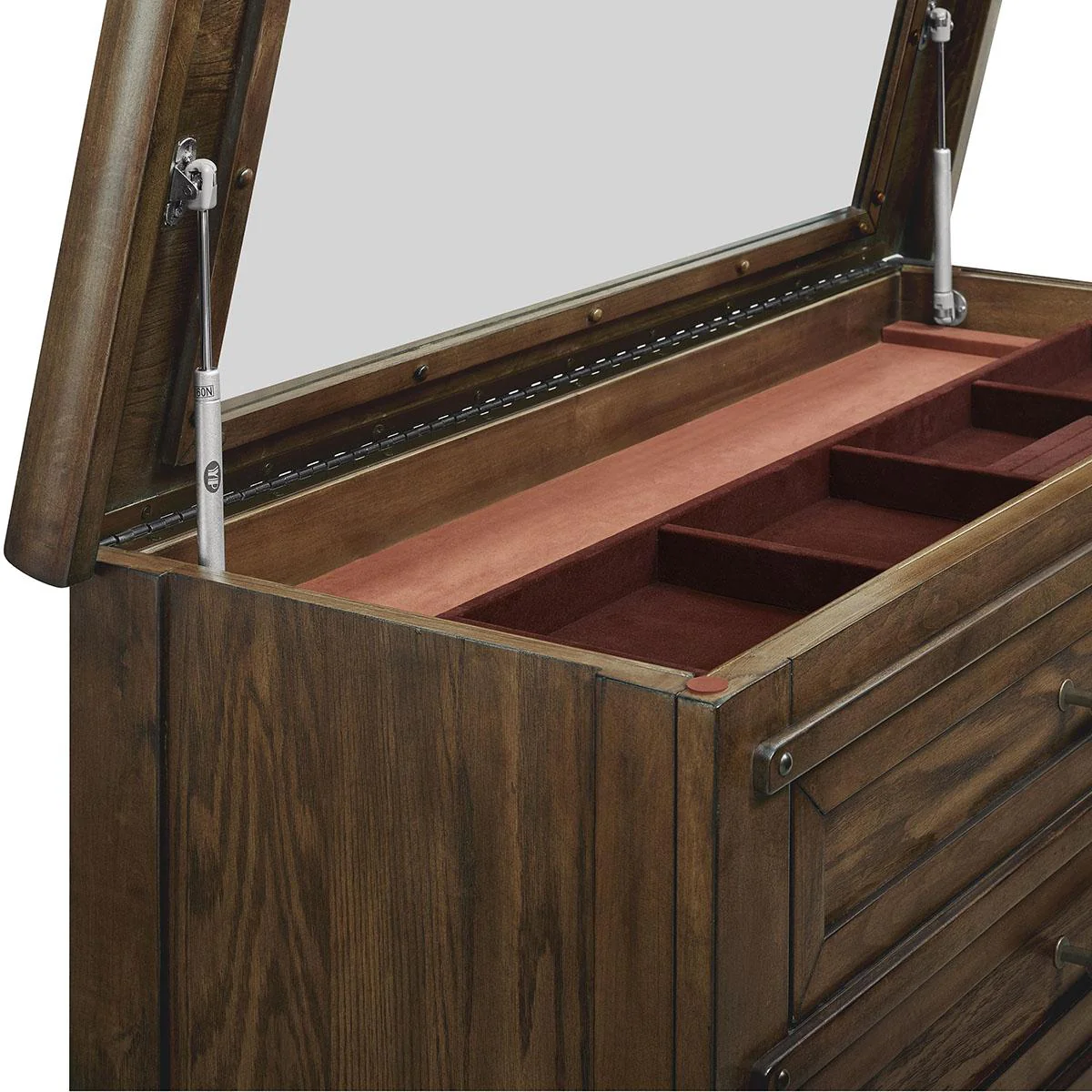New Classic Furniture Fairfax 5 Drawer Lift Top Chest in Medium Oak - Image 5