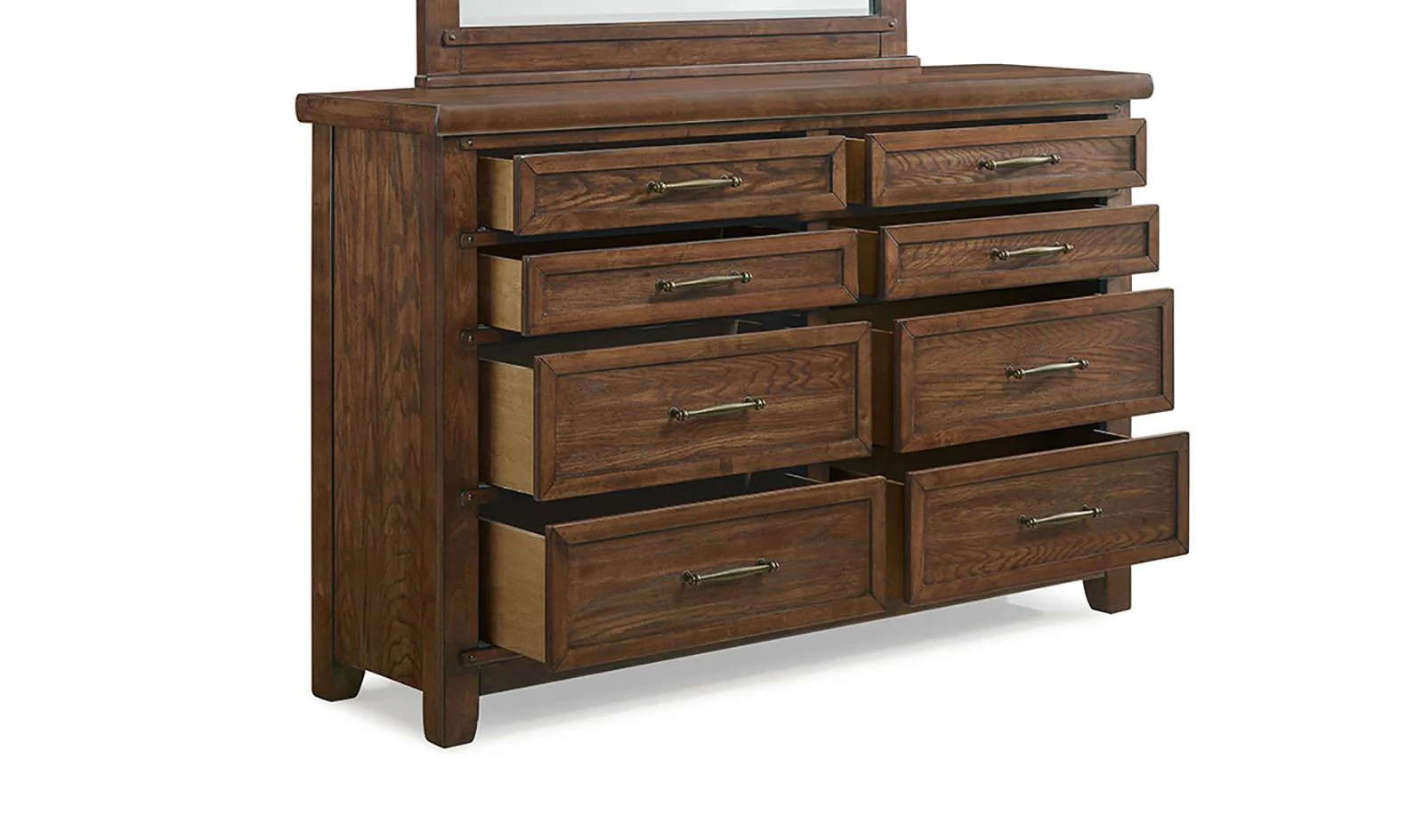 New Classic Furniture Fairfax 8 Drawer Dresser in Medium Oak - Image 3