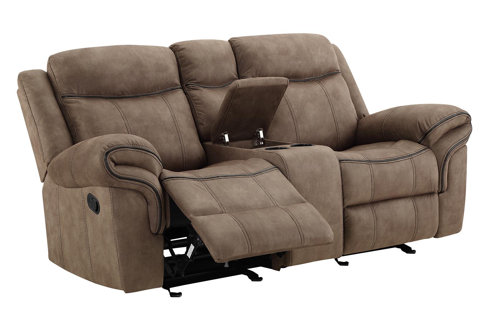 New Classic Furniture Harley Glider Console Loveseat with Dual Recliners in Light Brown - Image 3