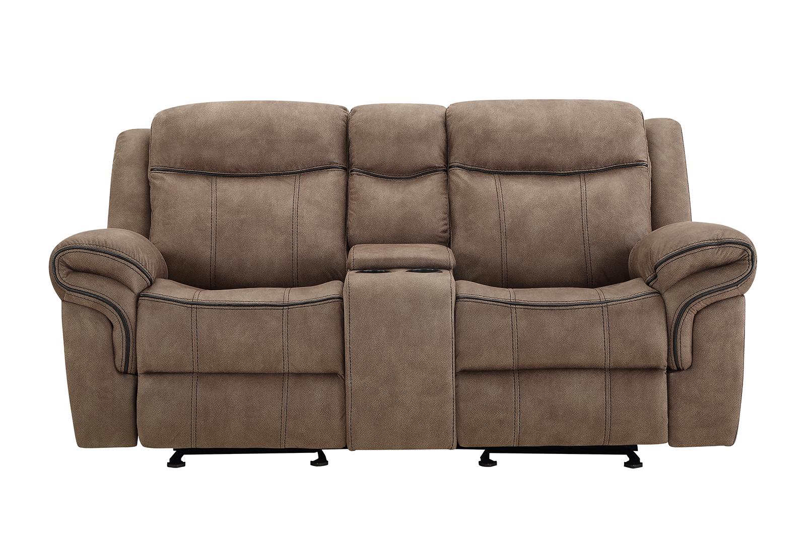 New Classic Furniture Harley Glider Console Loveseat with Power Footrest in Light Brown - Image 2