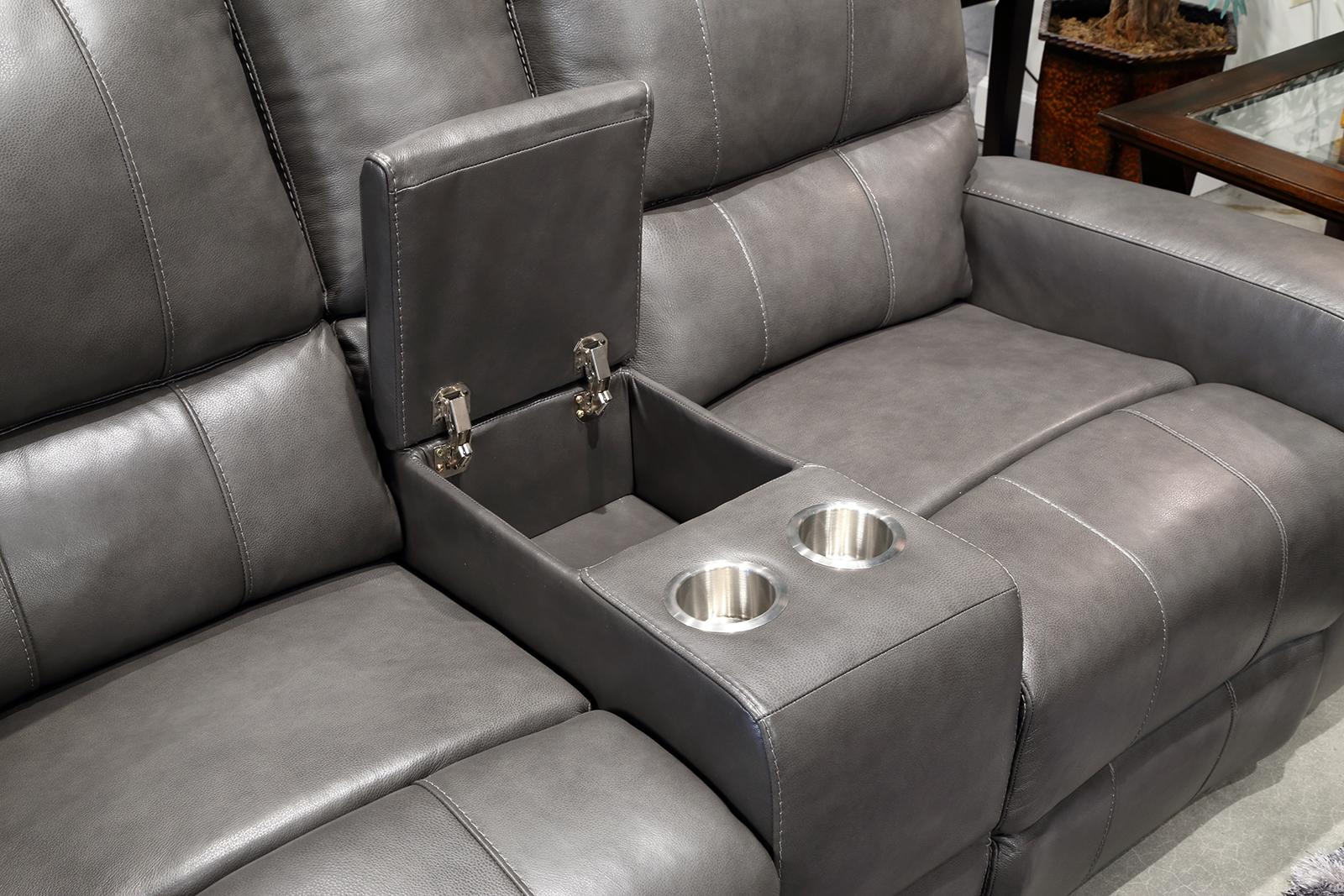 New Classic Furniture Linton Console Loveseat with Power Footrest in Gray - Image 2